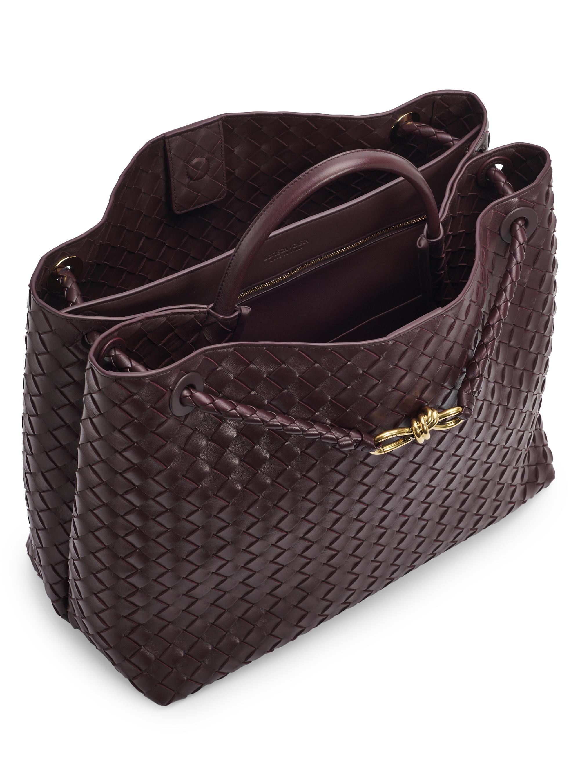 BOTTEGA VENETA ダークブラウン トートバッグ Bottega Veneta Large Andiamo Intrecciato Leather Top-Handle Bag