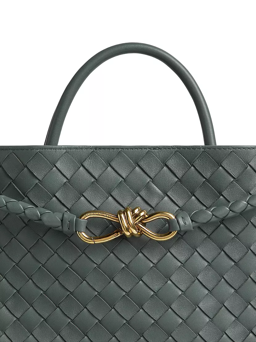 Bottega Veneta Medium Andiamo Leather Top Handle Bag In Aga Gr-m