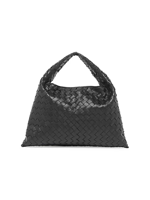 Hop Small Leather Shoulder Bag in Black - Bottega Veneta