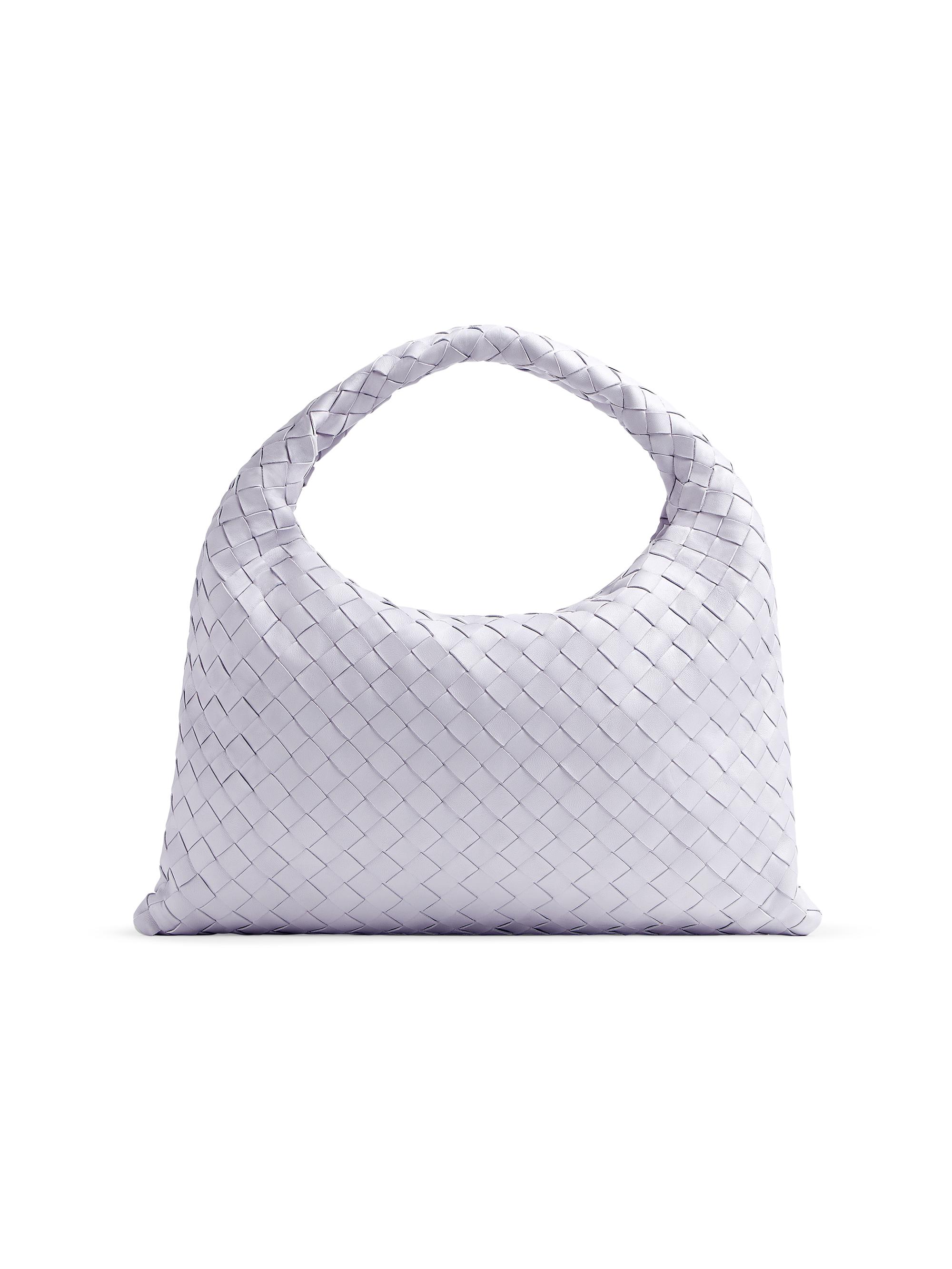 BOTTEGA VENETA シルバー ストライプ レザー ショルダーバッグ Bottega Veneta Hop Small Leather Shoulder Bag | Saks Fifth Avenue