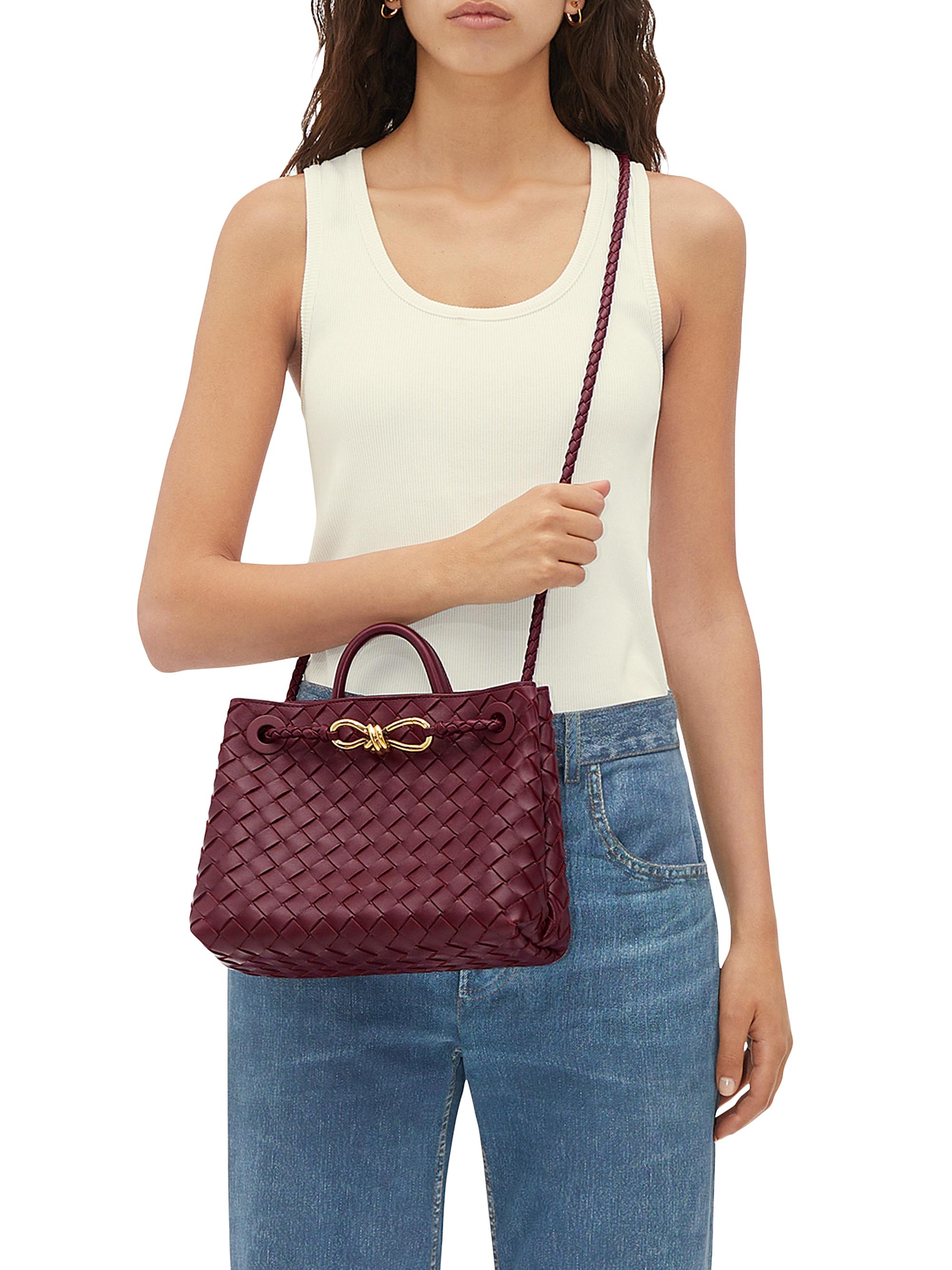 Bottega Veneta Women's Andiamo  Intrecciato Leather Top-Handle Bag - Barolo