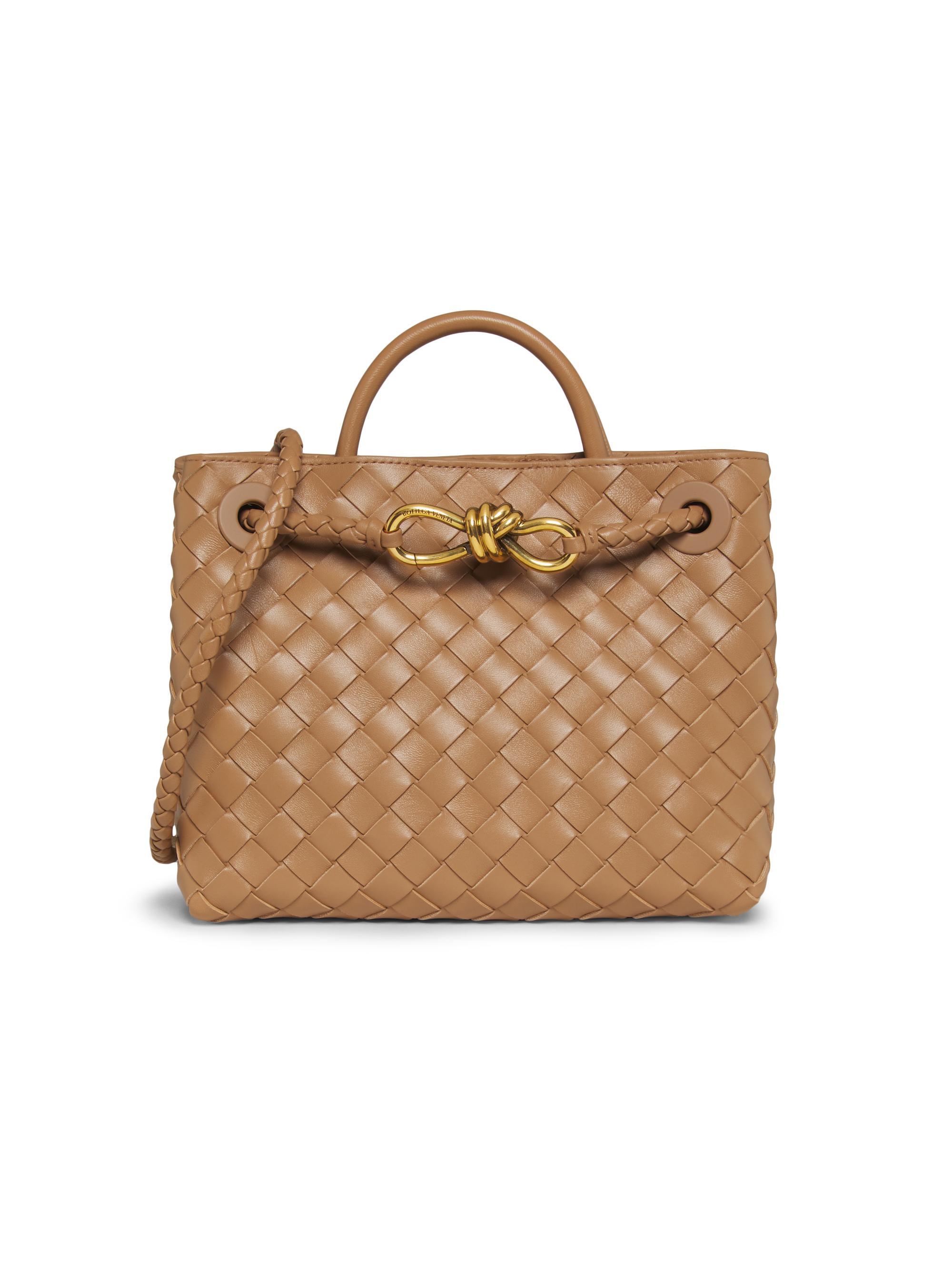 Bottega Veneta Women's Andiamo  Intrecciato Leather Top-Handle Bag - Biscuit