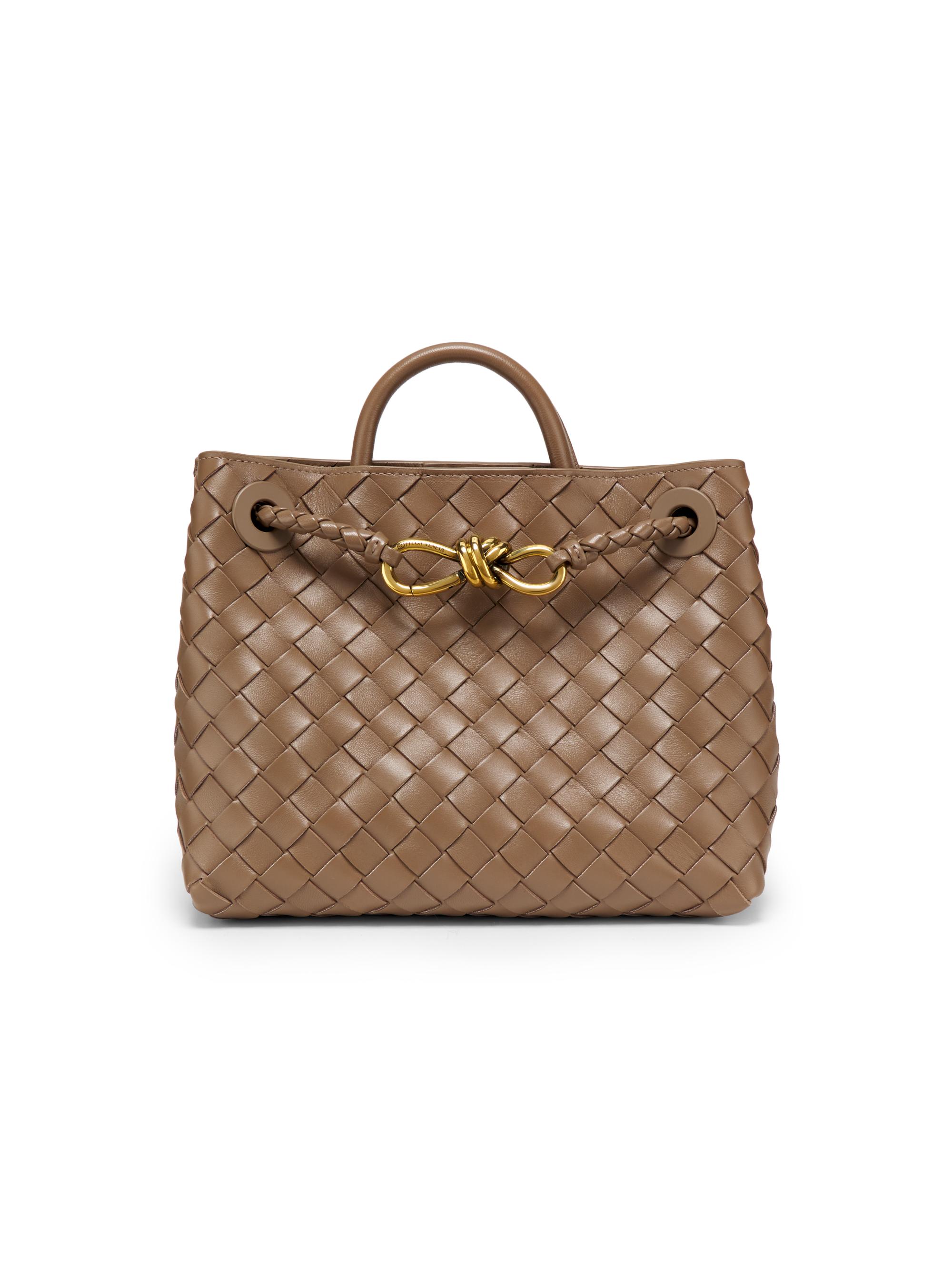 Bottega Veneta Women's Andiamo  Intrecciato Leather Top-Handle Bag - Cognac