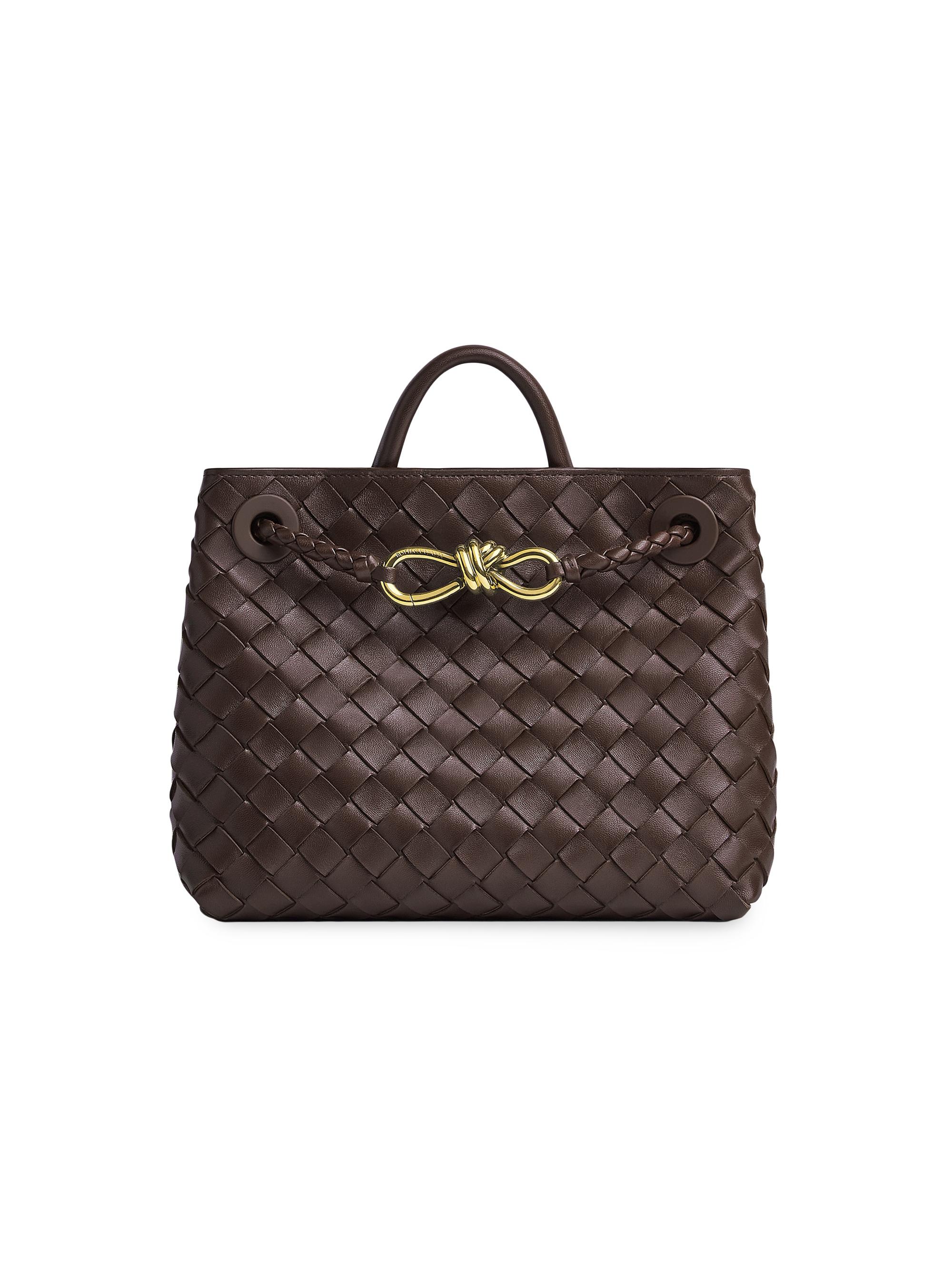Bottega Veneta Knot Lock Intrecciato Leather Top Handle Bag