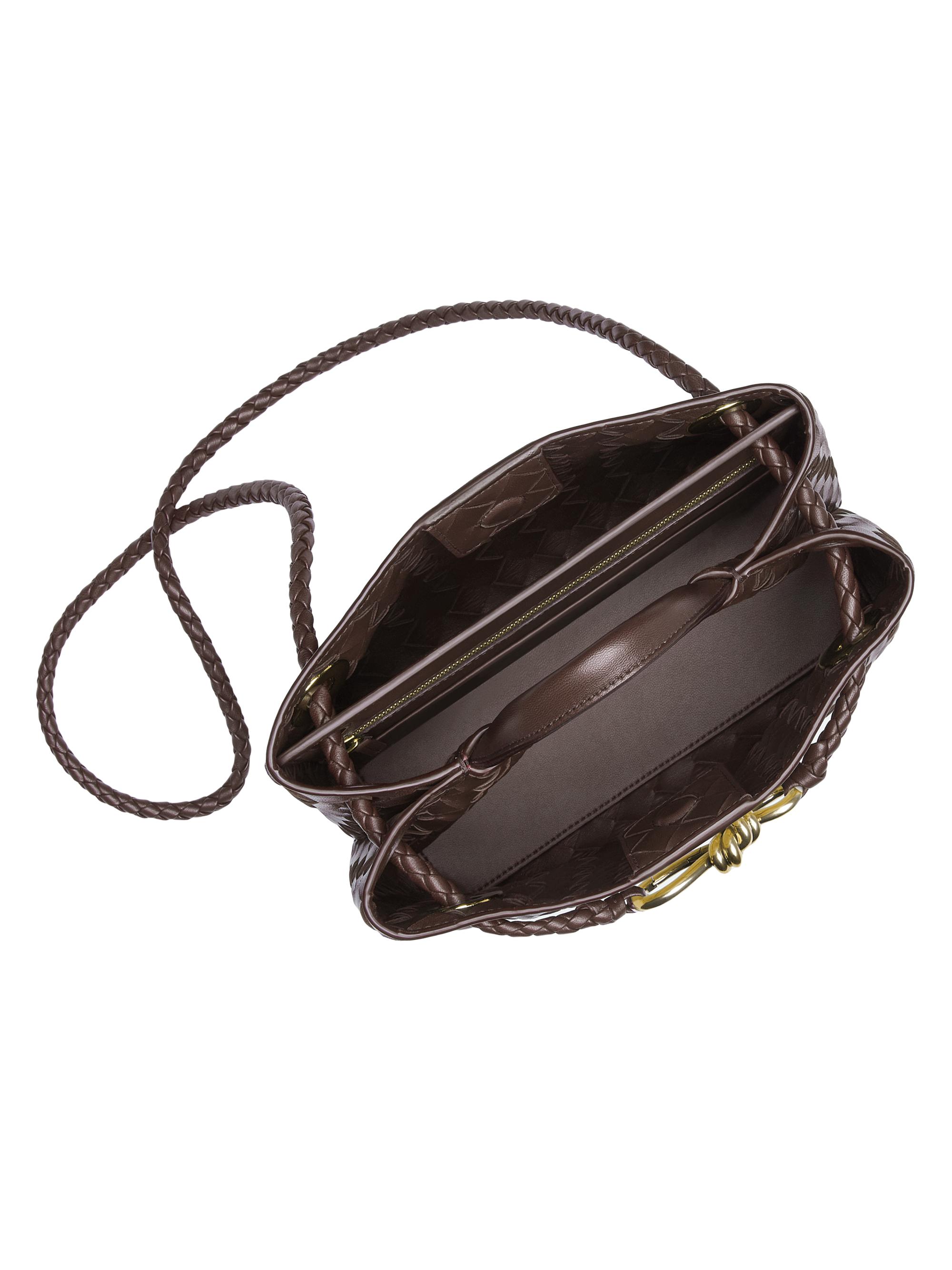 Small Andiamo Intrecciato Leather Top-Handle Bag