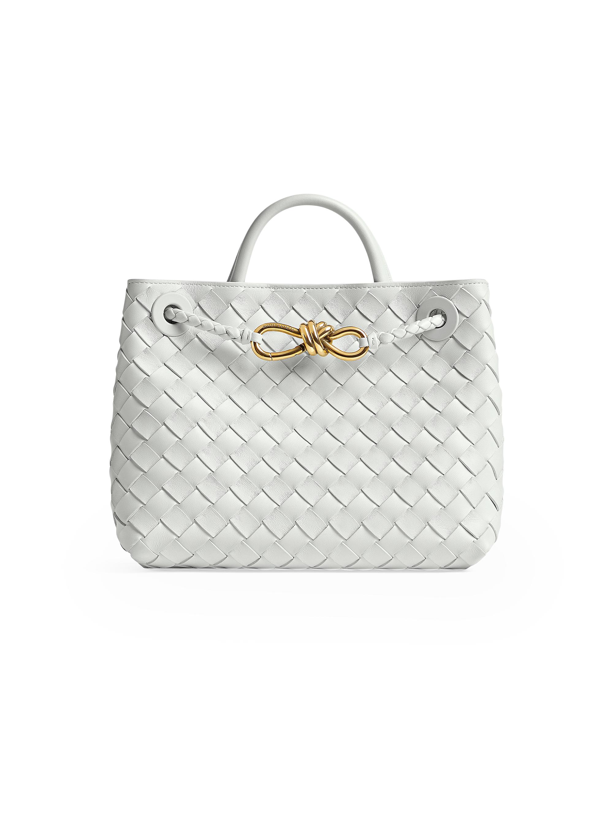 Bottega Veneta Women's Andiamo  Intrecciato Leather Top-Handle Bag - Hoarfrost
