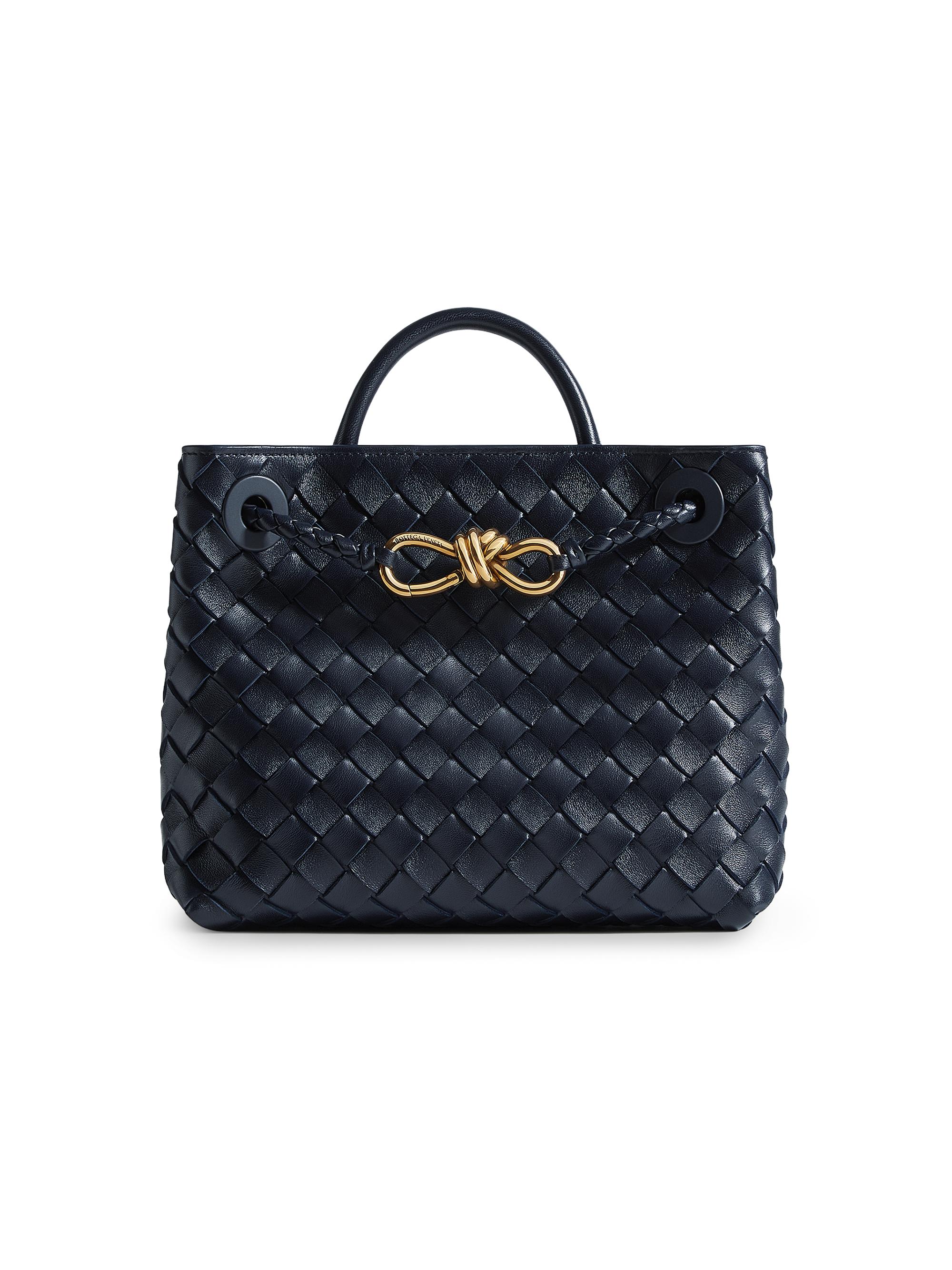 Bottega Veneta Women's Andiamo  Intrecciato Leather Top-Handle Bag - Midnight