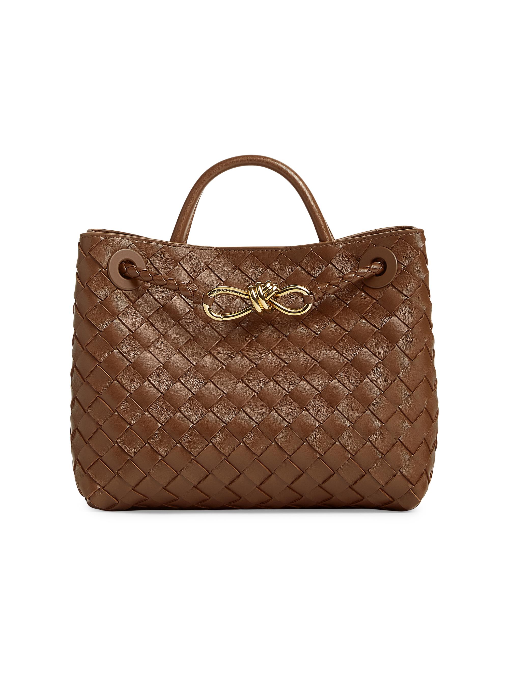 Bottega Veneta Women's Andiamo  Intrecciato Leather Top-Handle Bag - Nocciola Brass