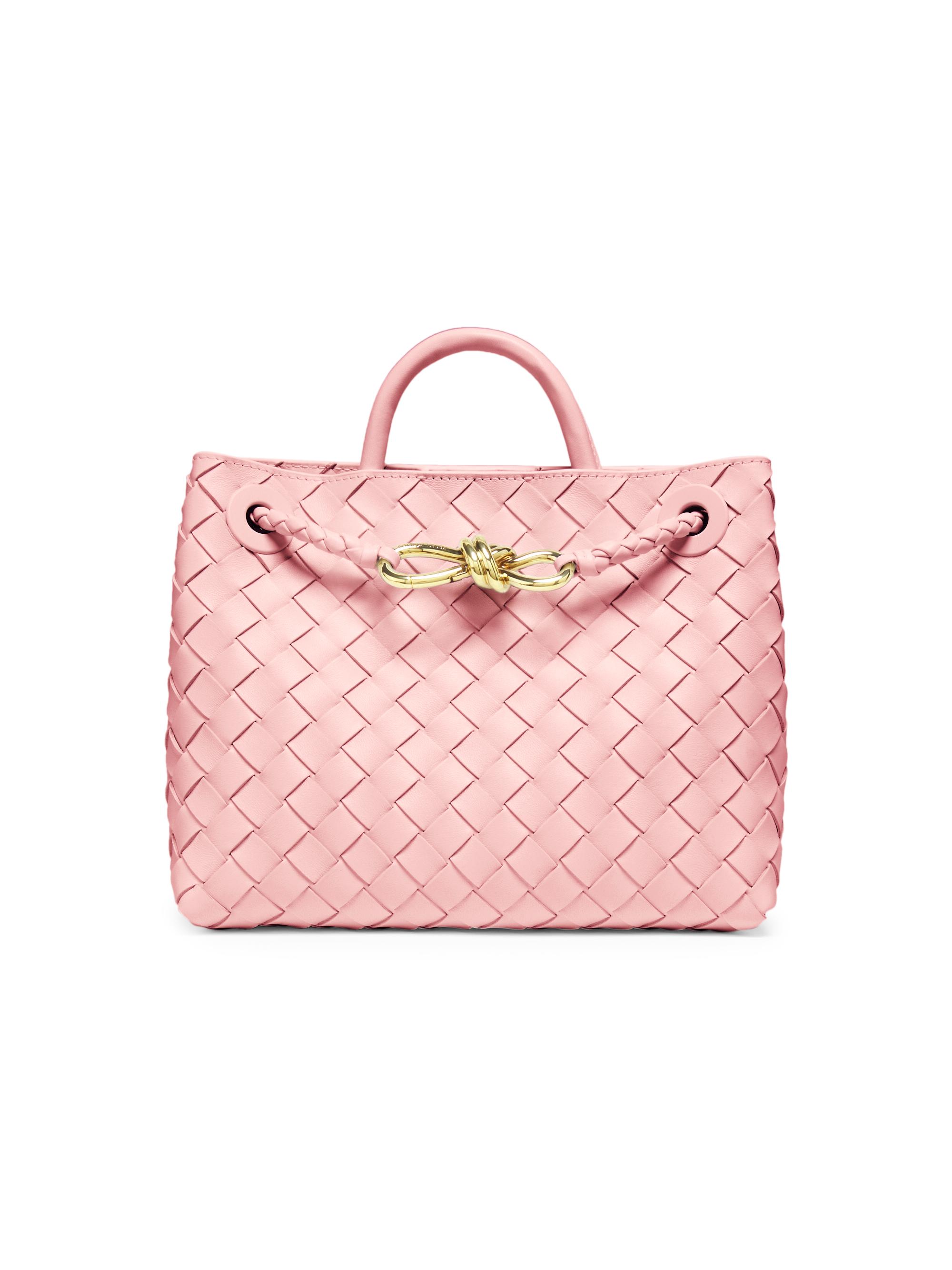 Bottega Veneta Women's Andiamo  Intrecciato Leather Top-Handle Bag - Rose