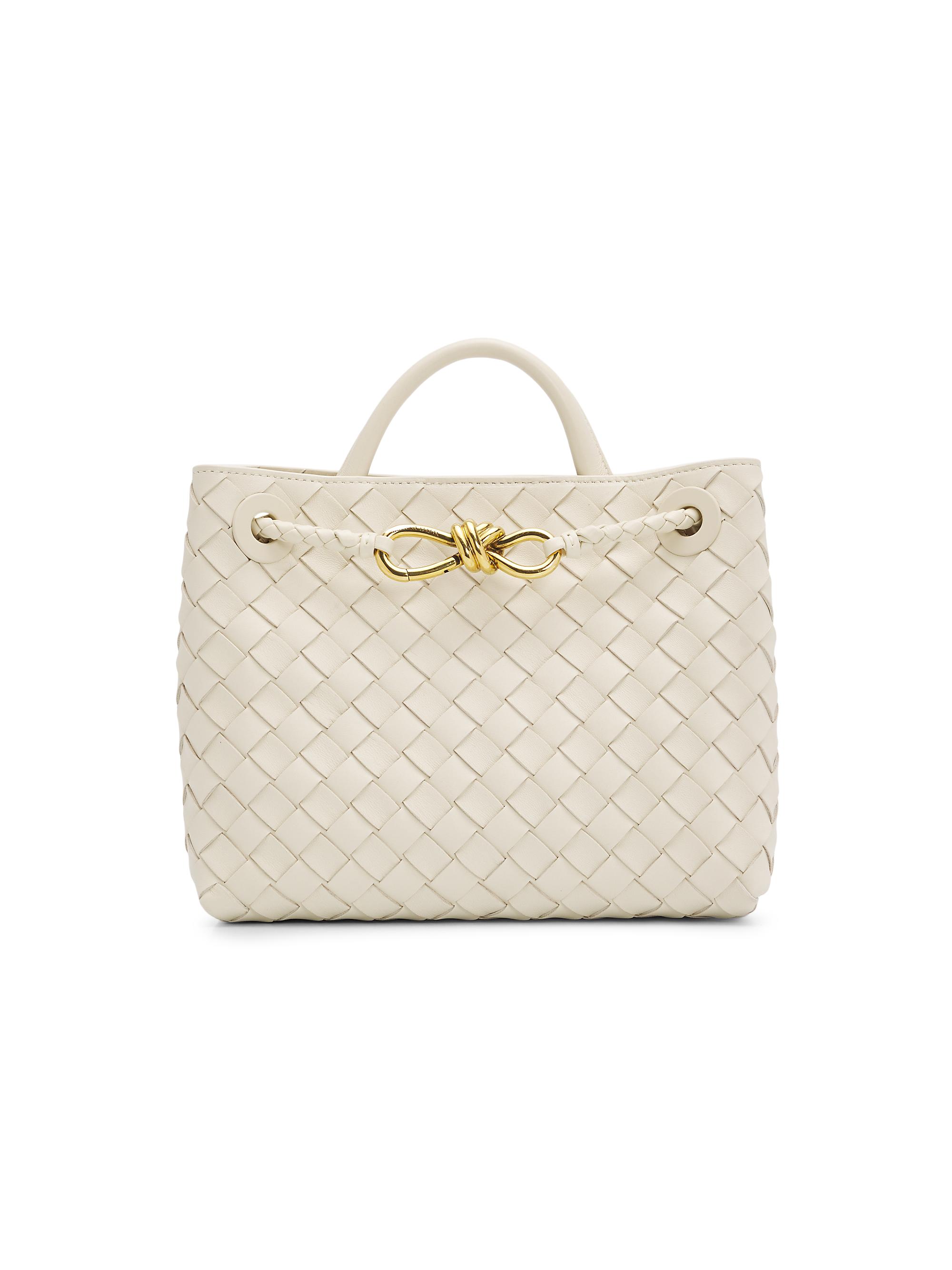 Bottega Veneta Women's Andiamo  Intrecciato Leather Top-Handle Bag - Sea Salt