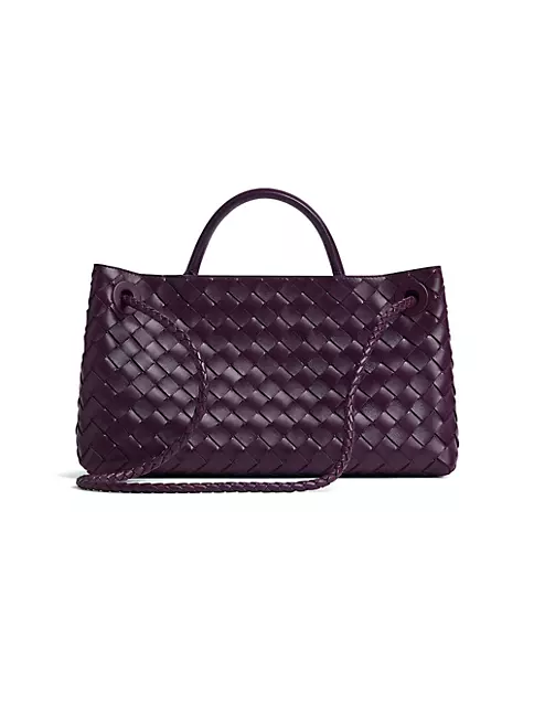Bottega Veneta Women's Small East-West Andiamo Intrecciato Leather Top-Handle Bag - Dark Mystic