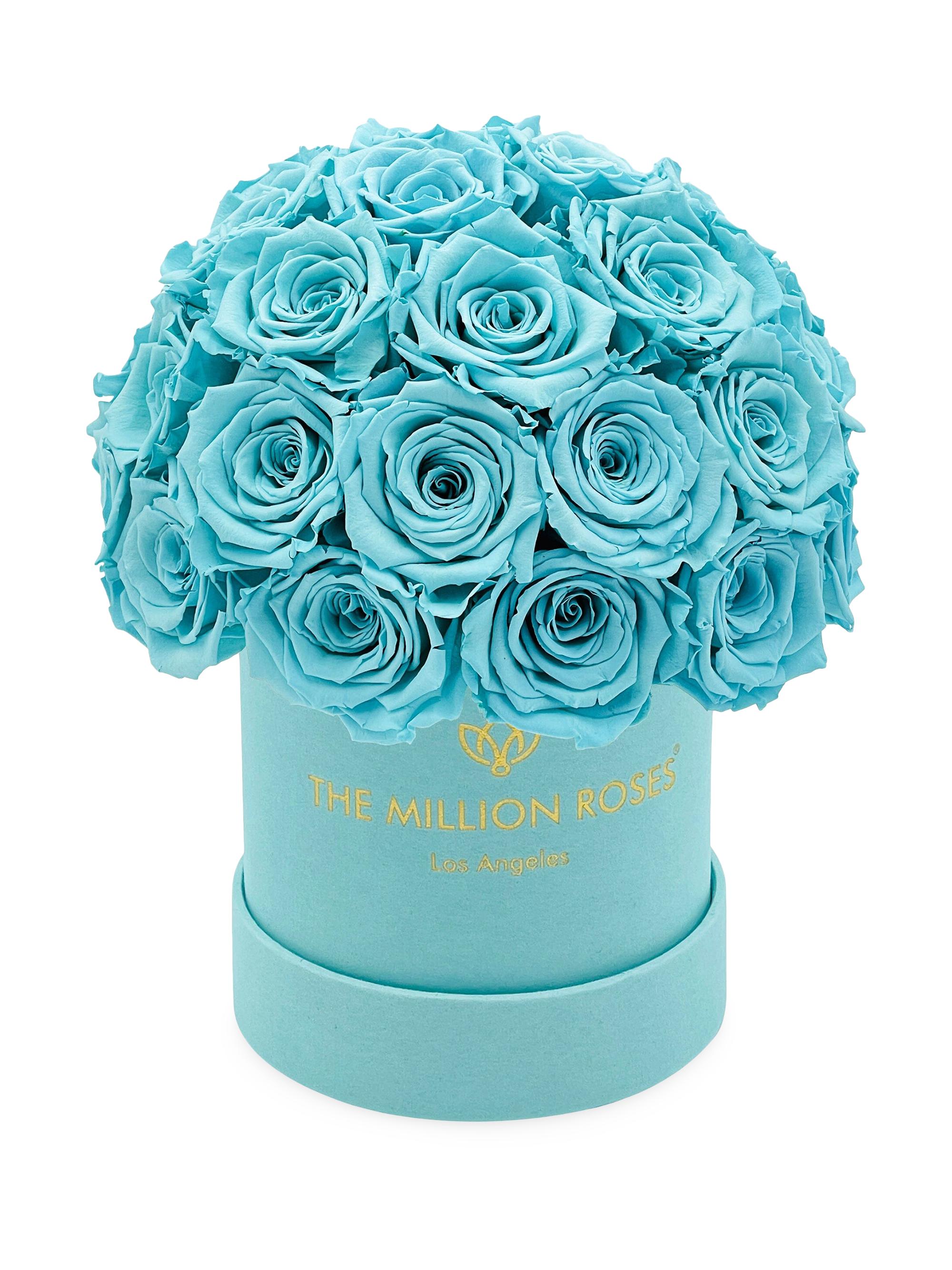 The Million Roses Basic Mint Blue Roses In Suede Superdome Box - Tiffany Blue