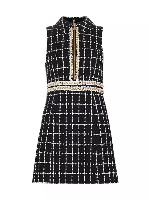Shop Alice + Olivia Ellis Threaded Check Minidress | Saks Fifth Avenue
