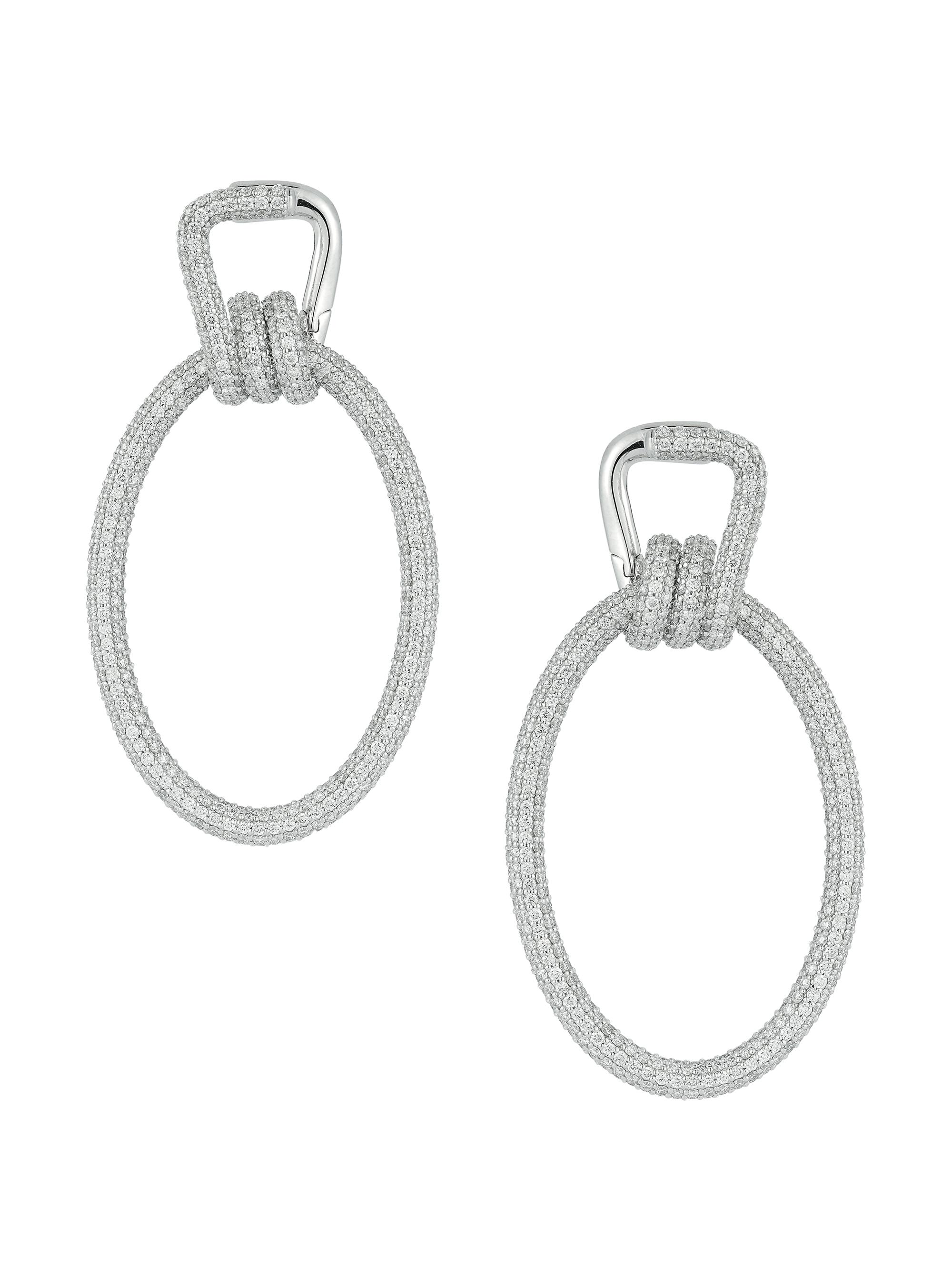 Walters Faith Women's Huxley 18K White Gold & 4.91 TCW Diamond Coil Link Hoop Earrings - White Gold