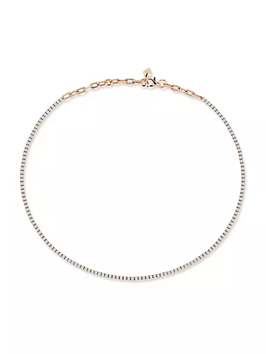 Clive Classic 18K Rosegold Tennis Necklace White Diamond