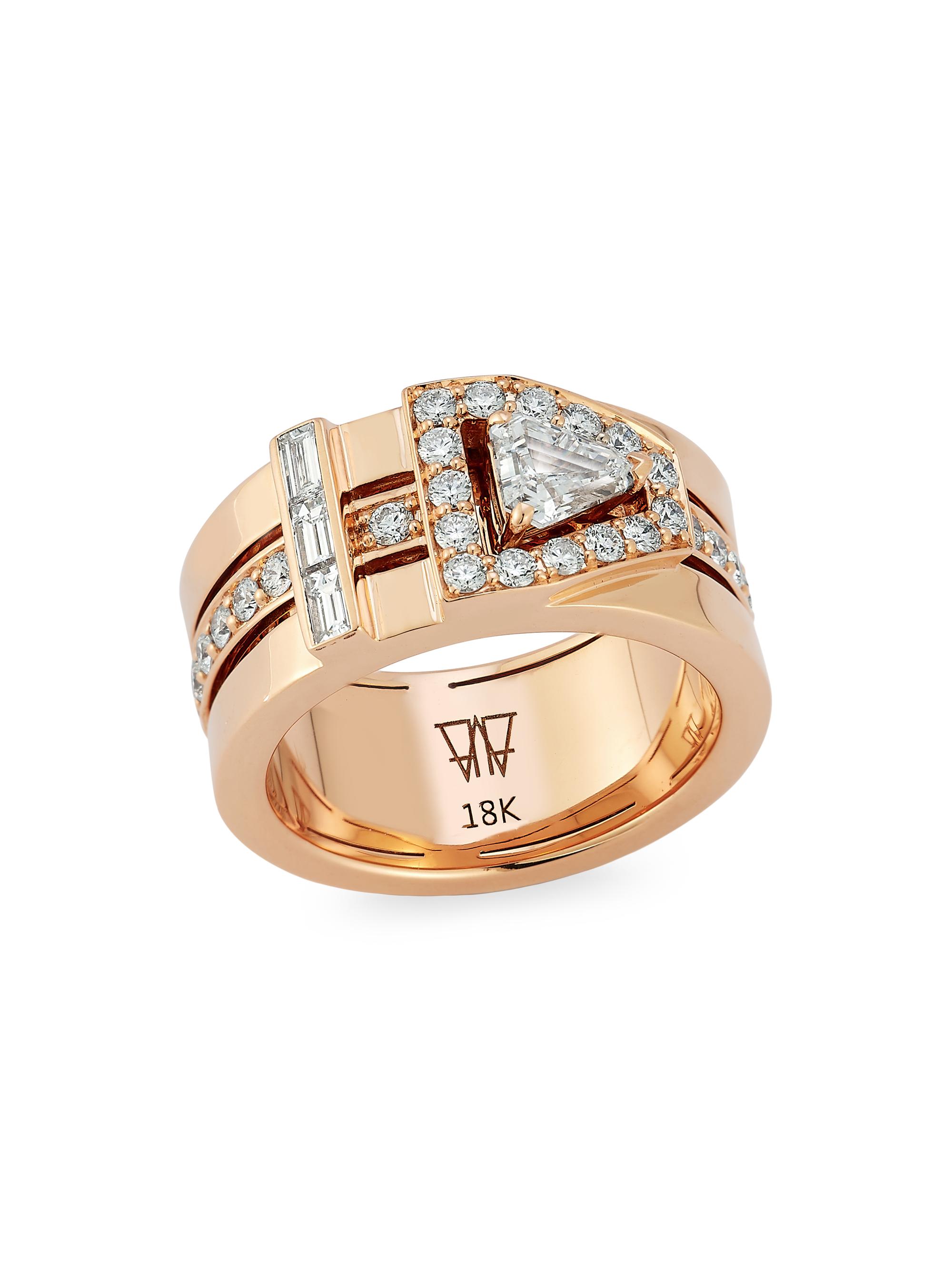 Walters Faith Women's Keynes 18K Rose Gold & 1.29 TCW Diamond Buckle Ring - Rose Gold