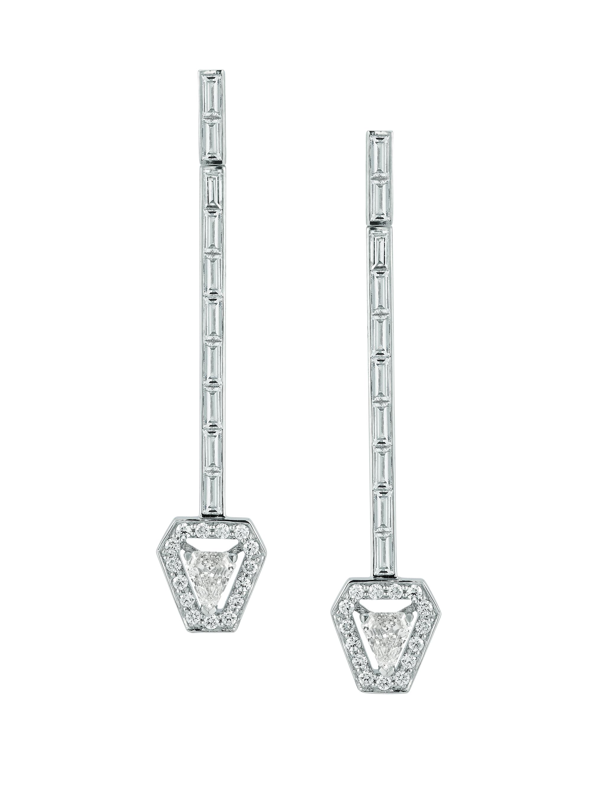 Walters Faith Women's Keynes Platinum & 3.17 TCW Diamond Shield Drop Earrings - White Gold