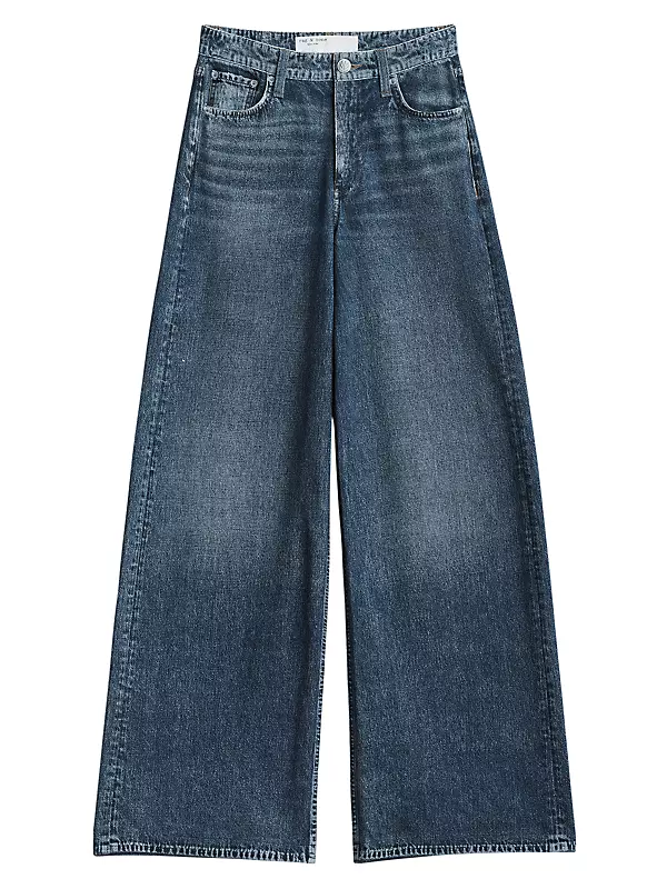 Black V-waist wide-leg jeans, Saint Laurent