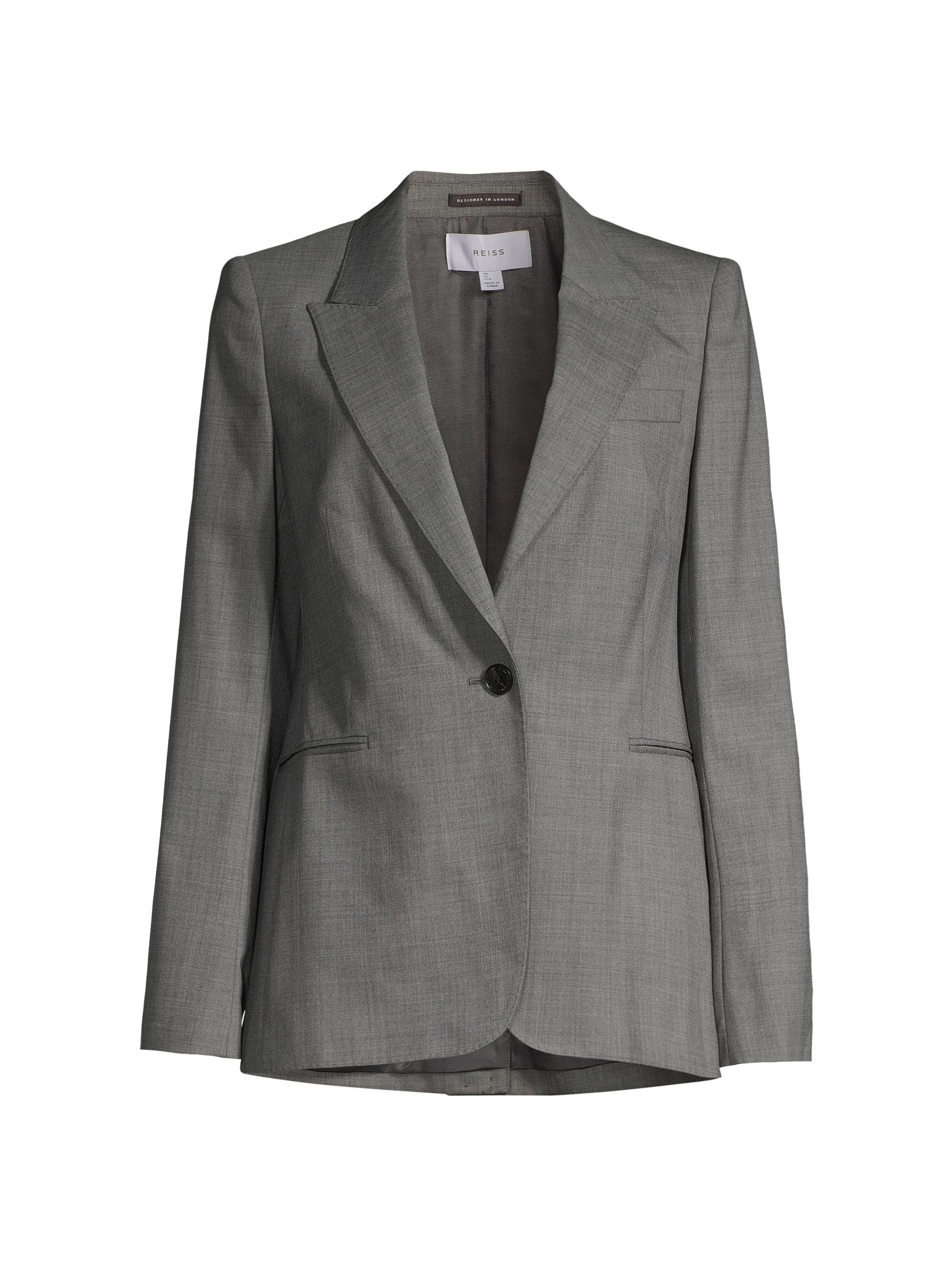 Reiss Women's Layton Wool-Blend Crosshatch Jacket - Grey