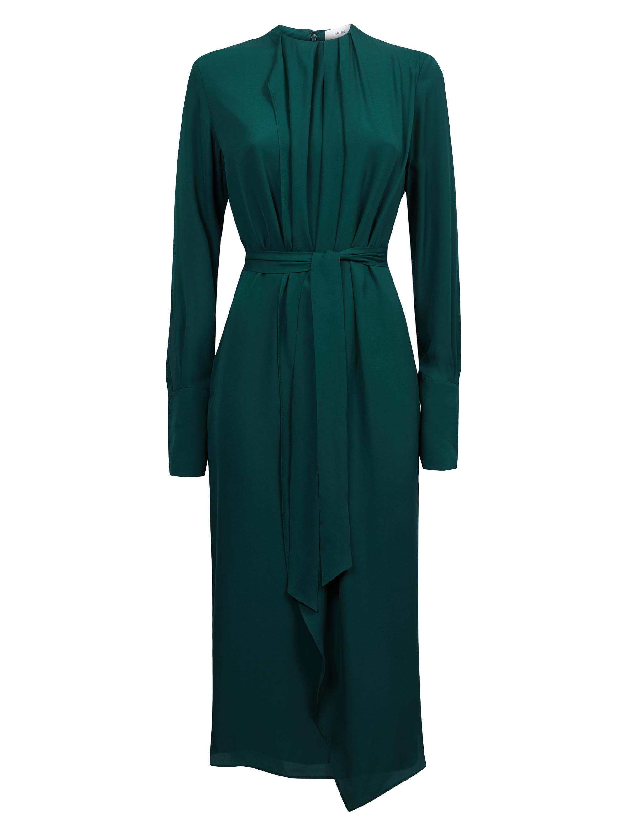 Reiss Women's Phoenix Belted Draped Wrap-Effect Midi-Dress - Teal