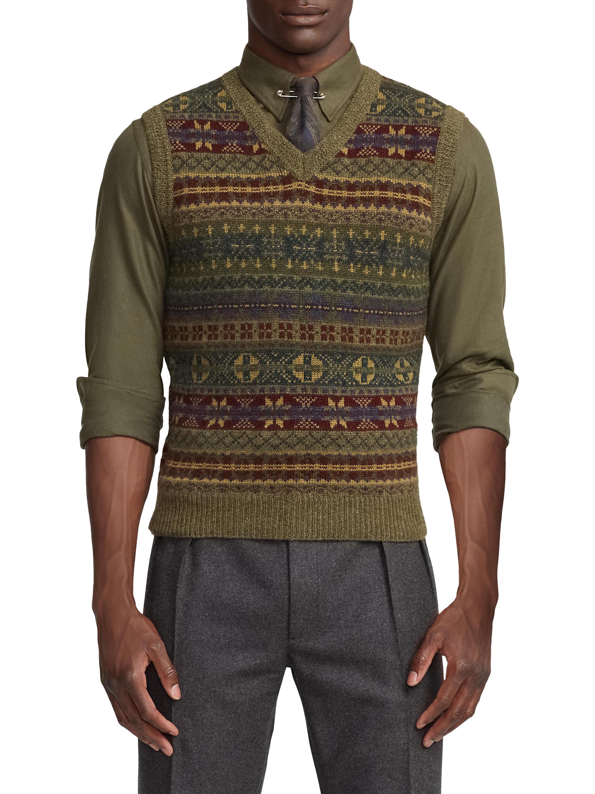 Ralph Lauren Purple Label Men's Fairisle Cashmere Vest - Ancient Multi