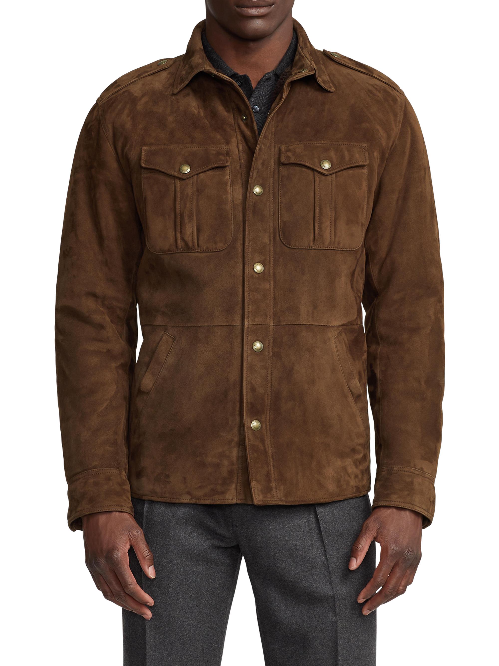 Shop Ralph Lauren Purple Label Chilton Suede Shirt Jacket | Saks 