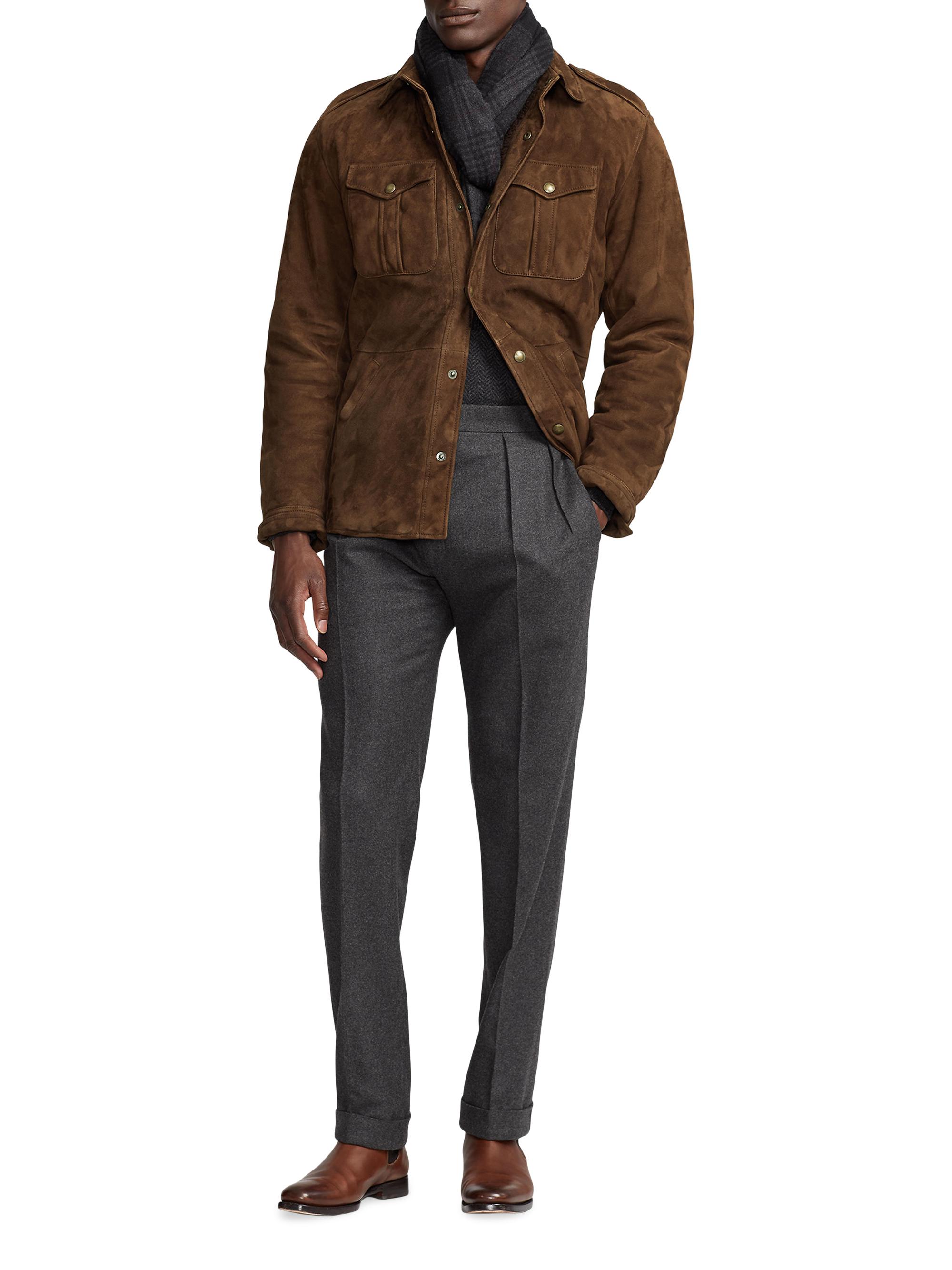 Shop Ralph Lauren Purple Label Chilton Suede Shirt Jacket | Saks 