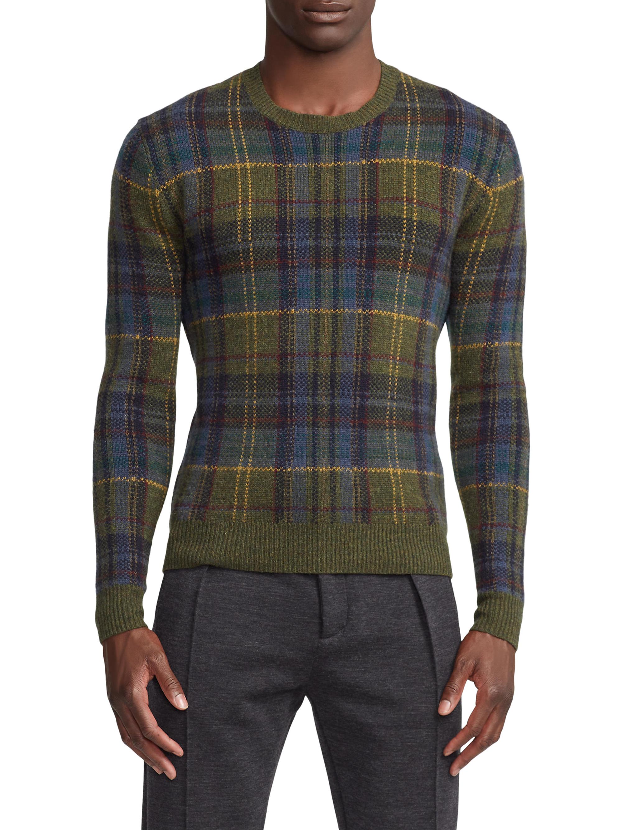 Ralph Lauren Purple Label Plaid Cashmere Sweater | Saks Fifth Avenue
