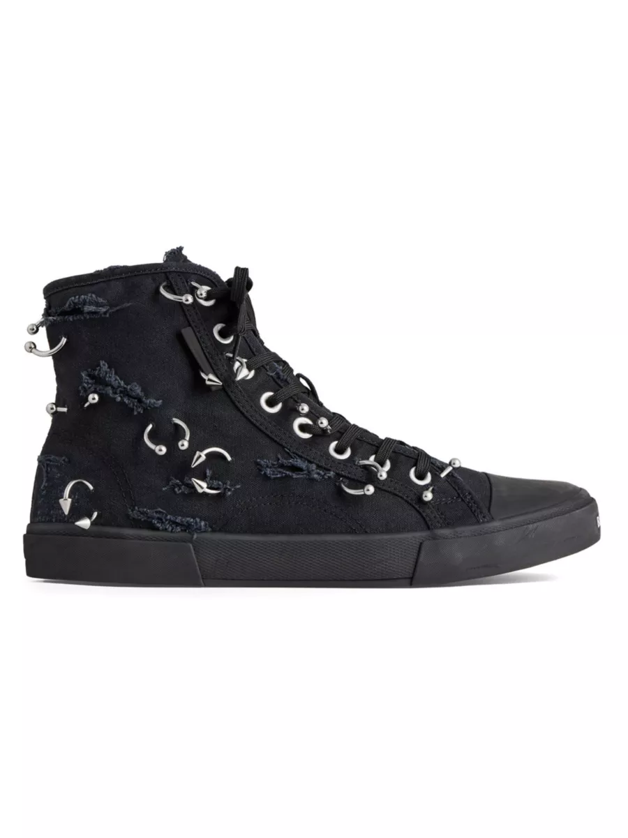 Shop Balenciaga Paris High Top Sneakers With Piercings Shop Balenciaga Paris High Top Sneakers With Piercings