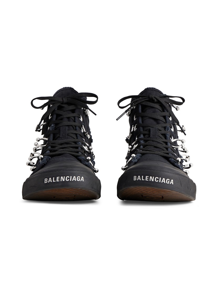 Shop Balenciaga Paris High Top Sneakers With Piercings Shop Balenciaga Paris High Top Sneakers With Piercings