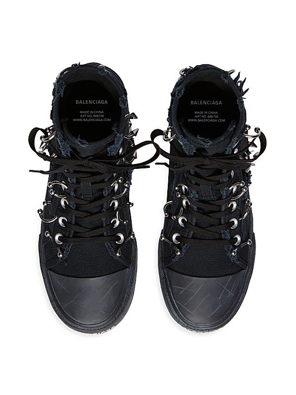 Shop Balenciaga Paris High Top Sneakers With Piercings Shop Balenciaga Paris High Top Sneakers With Piercings
