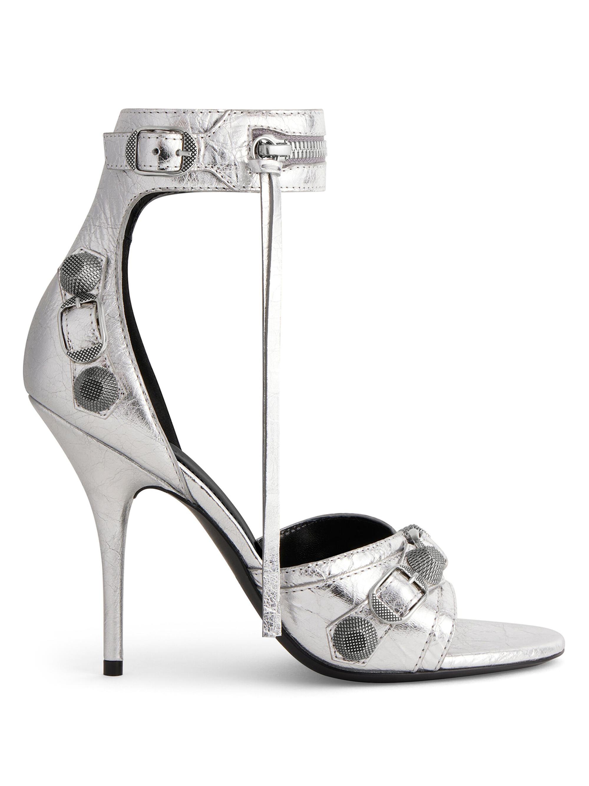 Balenciaga Women's Cagole 1MM Sandals Metallized - Silver