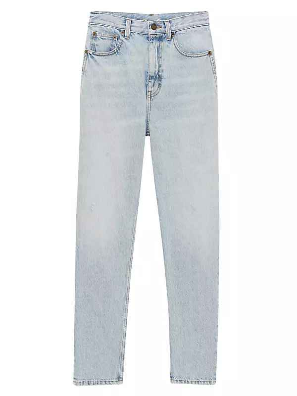 Shop Saint Laurent 80s Cropped Jeans In Caribbean Denim | Saks 