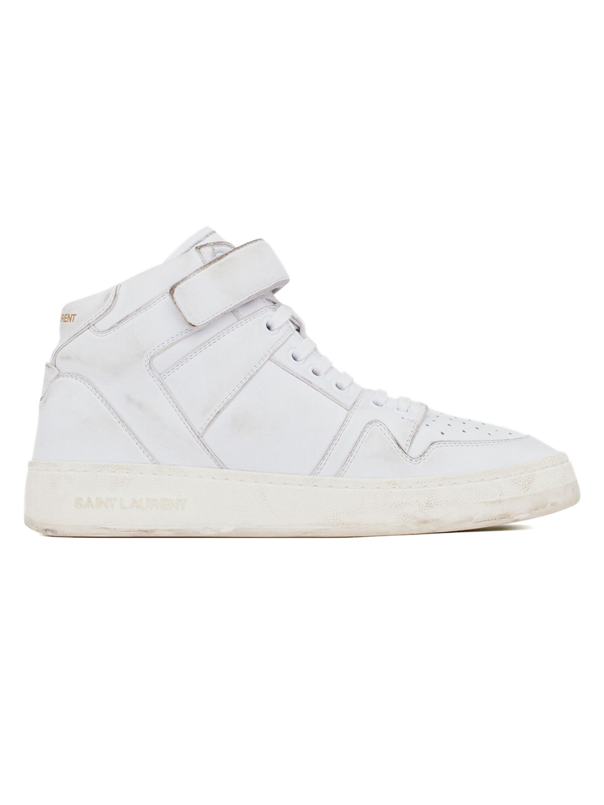 Saint Laurent Men's Lax Sneakers In Washedout Effect Leather - White