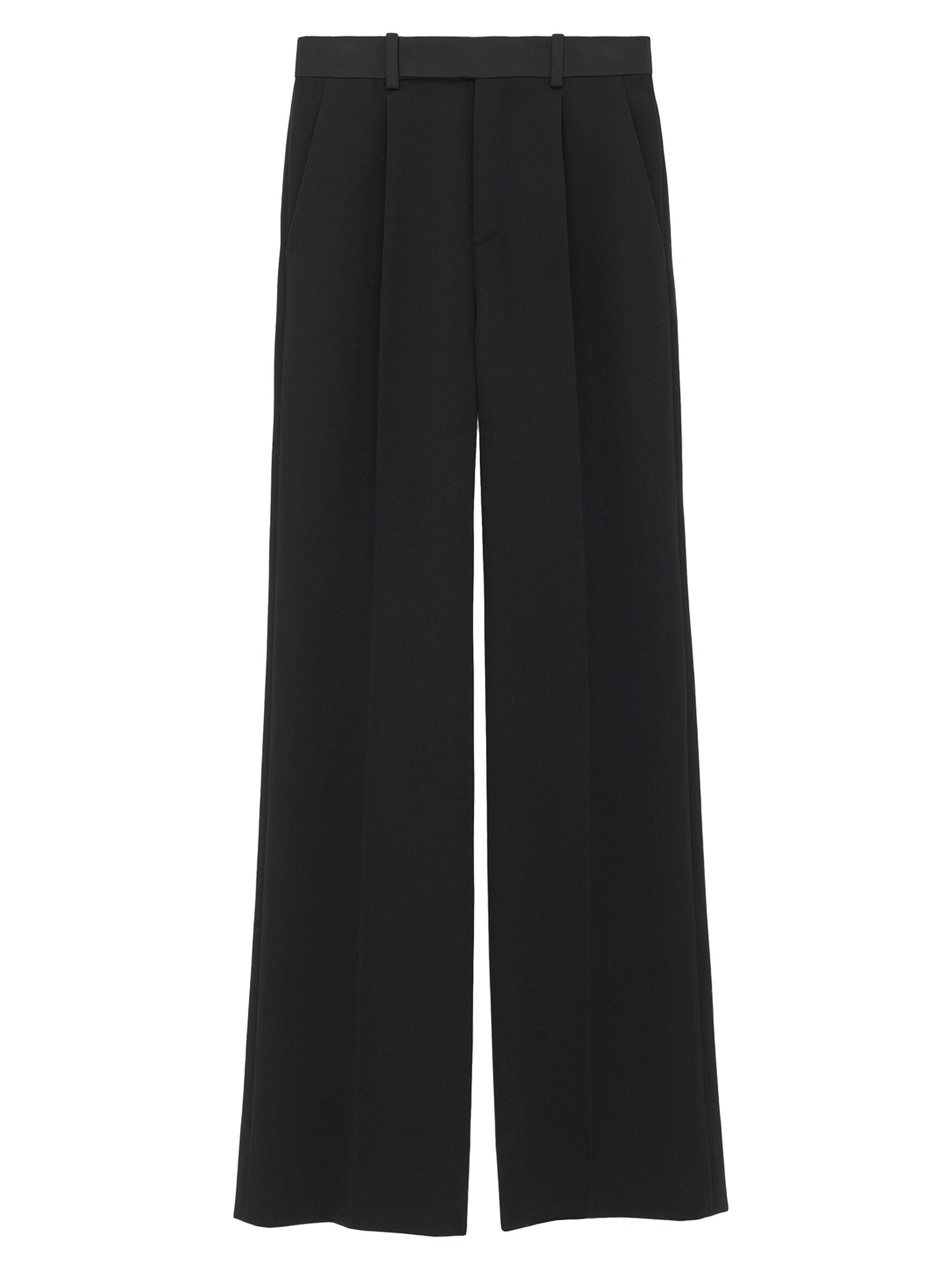 Saint Laurent Women's Tuxedo Pants in Grain De Poudre - Black