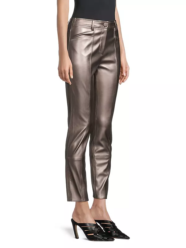 Milly Women's Rue Faux Leather Pants - Silver - Size 24