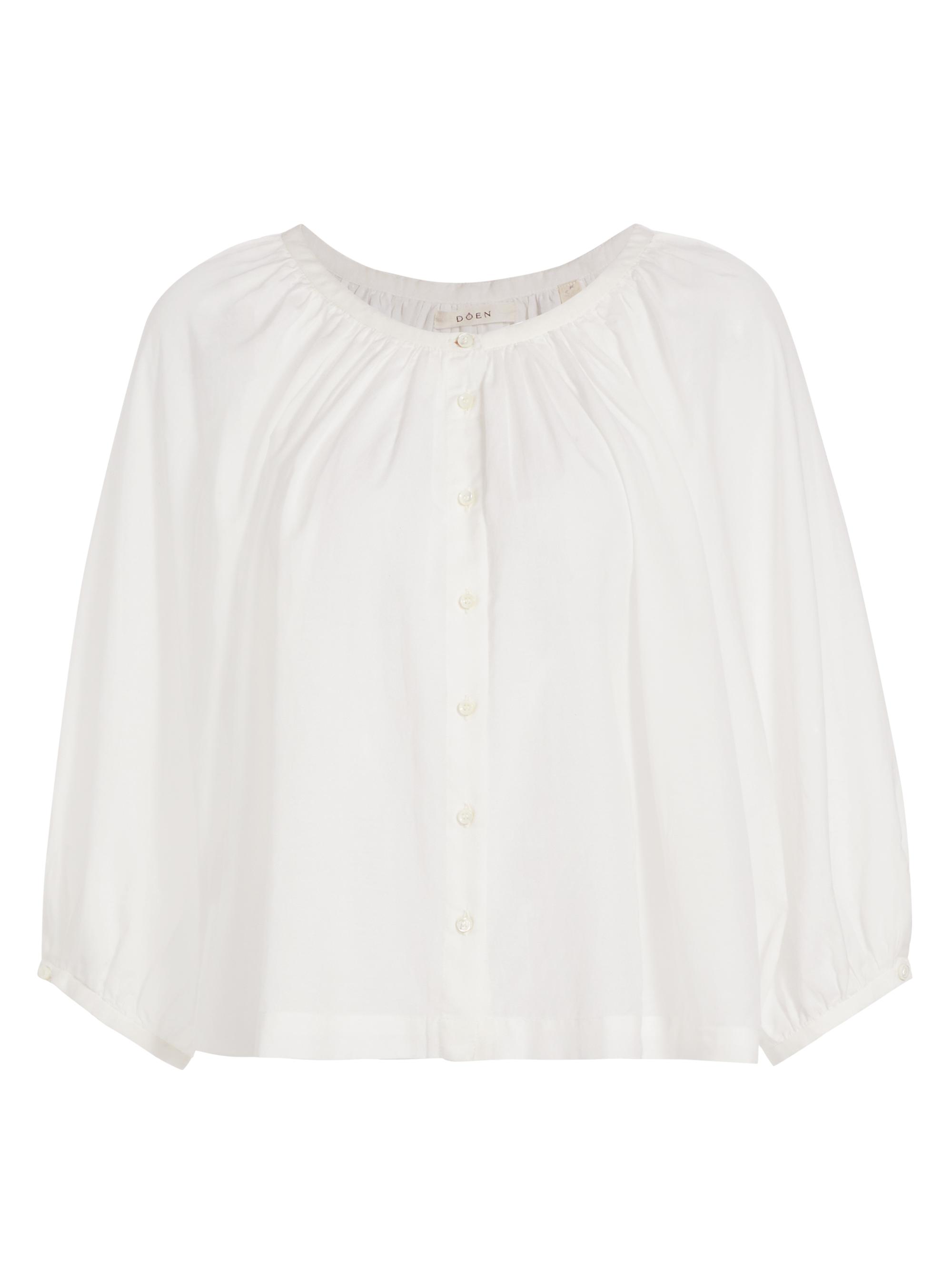 DÔEN Hardy Pintuck Cotton Shawl-Collar Blouse | Saks Fifth Avenue