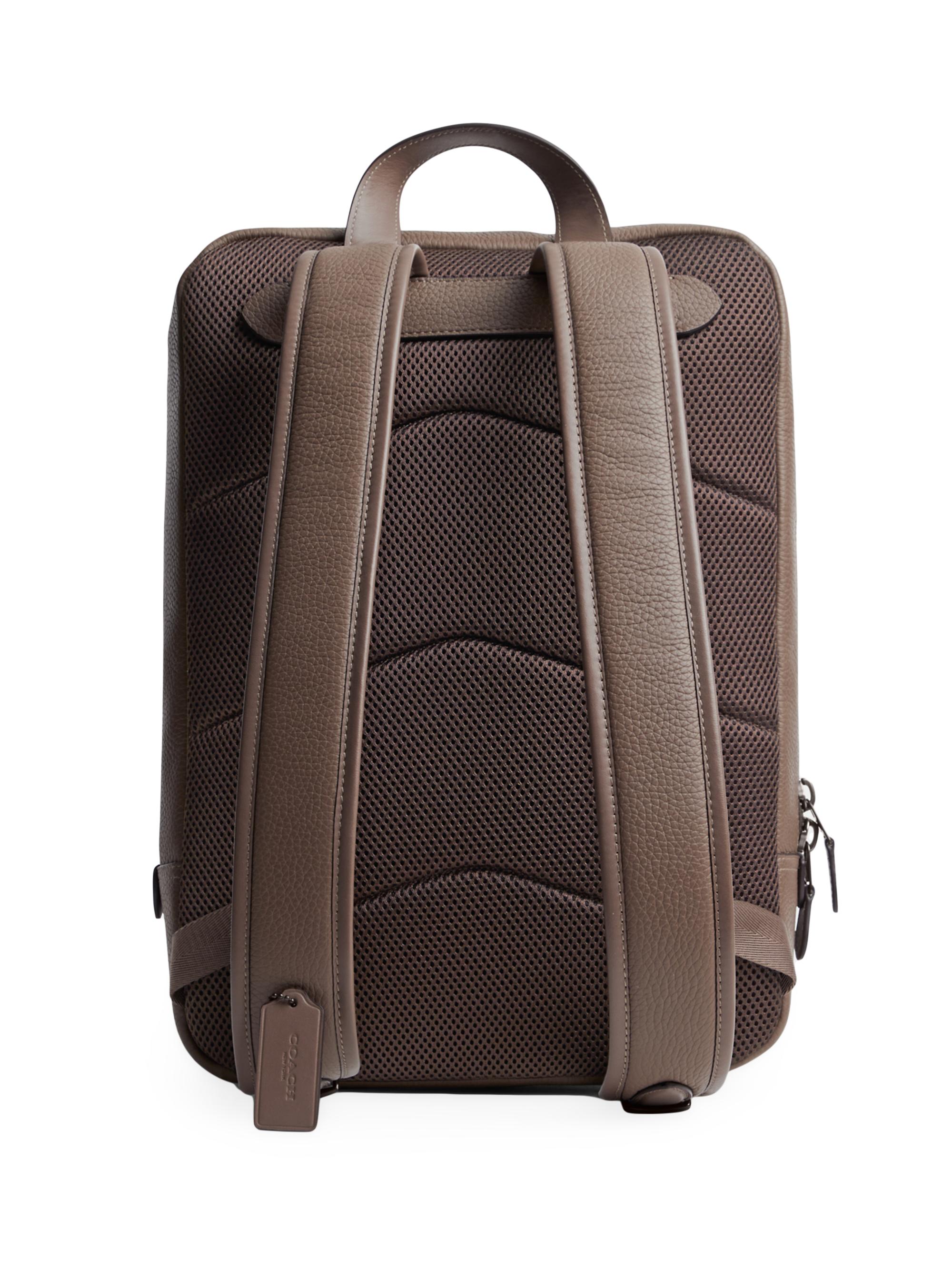 バッグ COACH Brown Pebbled Leather Backpack COACH Pebbled Leather Backpack | Saks Fifth Avenue
