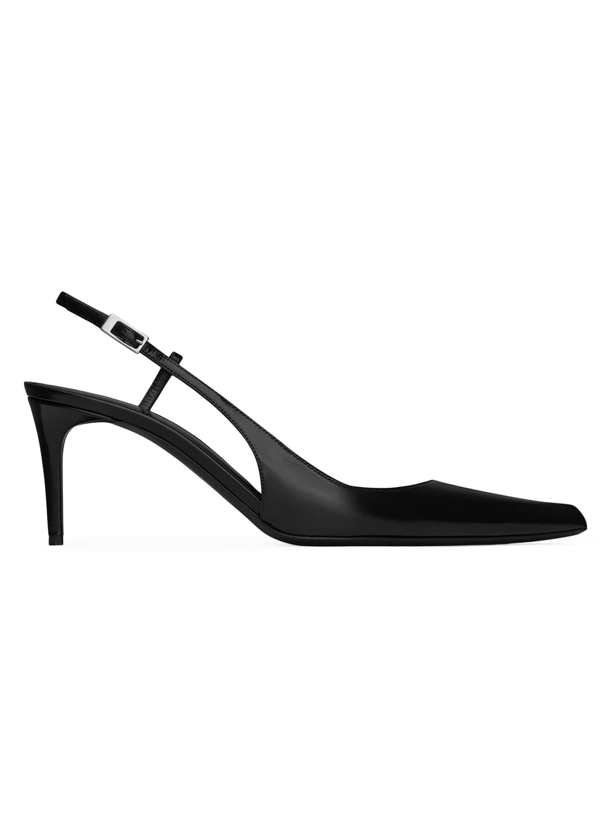 Saint Laurent Women's Vendome Slingback Pumps In Glazed Leather - Black