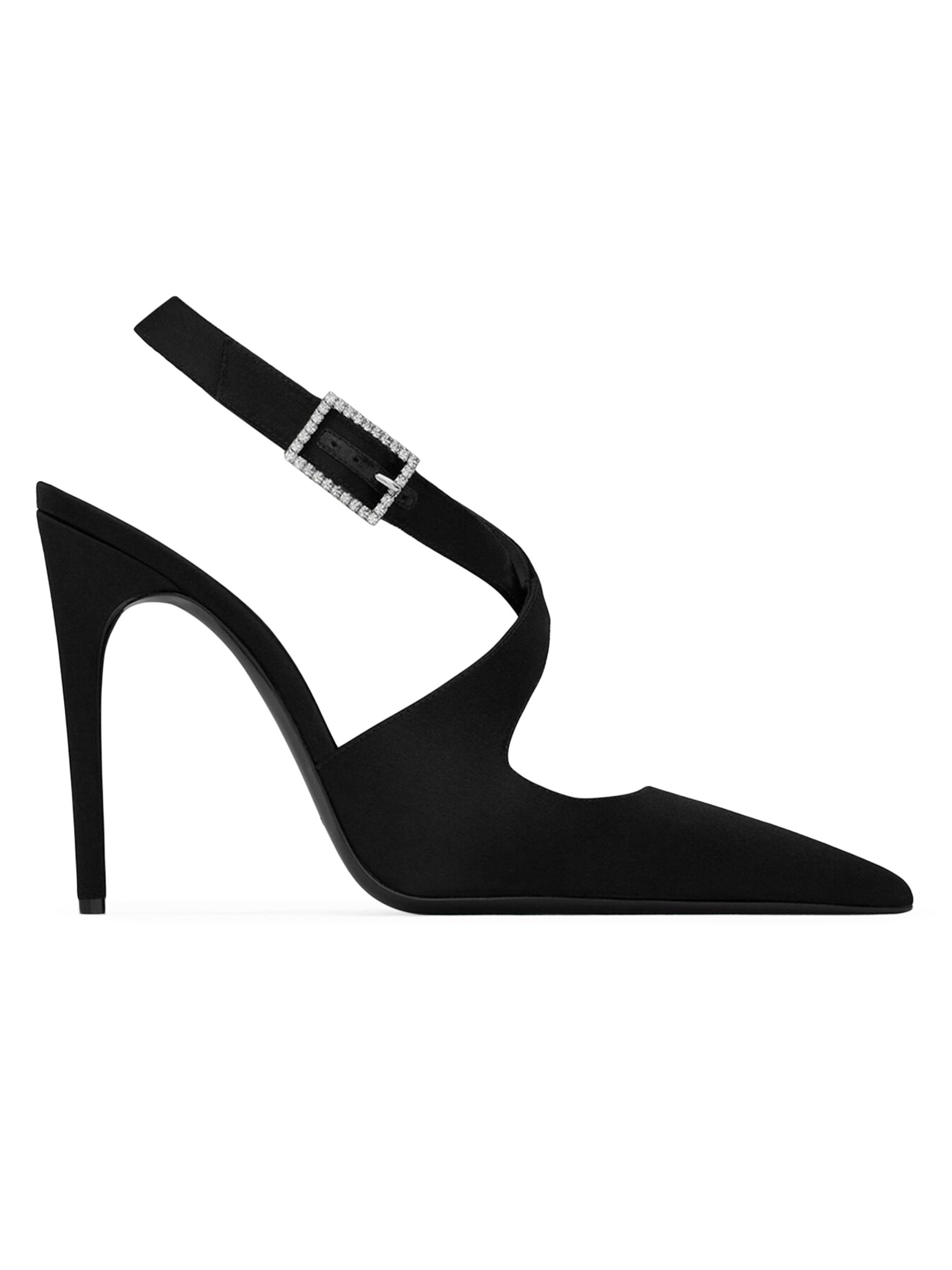 Saint Laurent Women's Spontini Slingback Pumps In Satin Crepe - Black