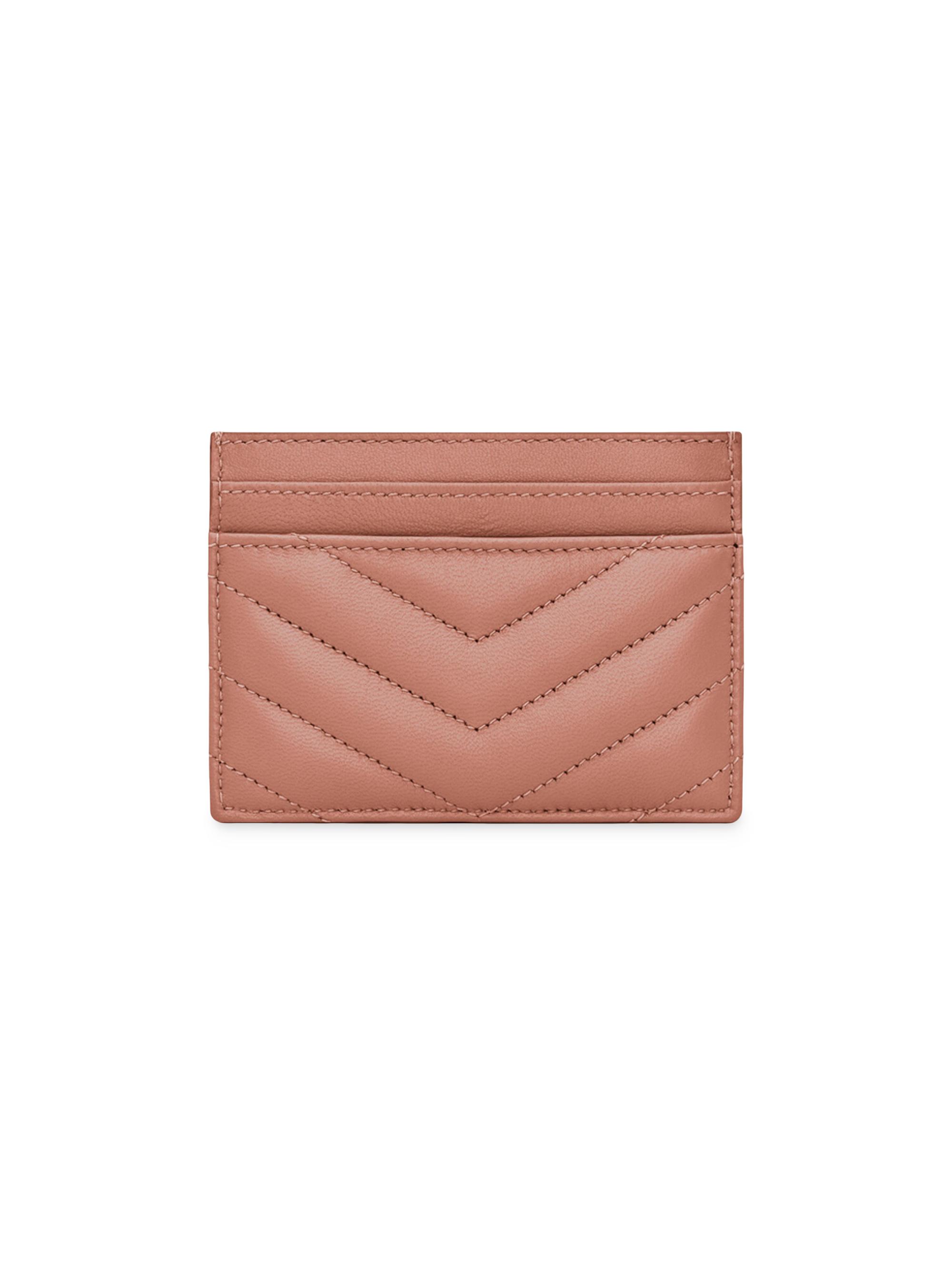 Saint Laurent Cassandre Matelass Card Case in Lambskin