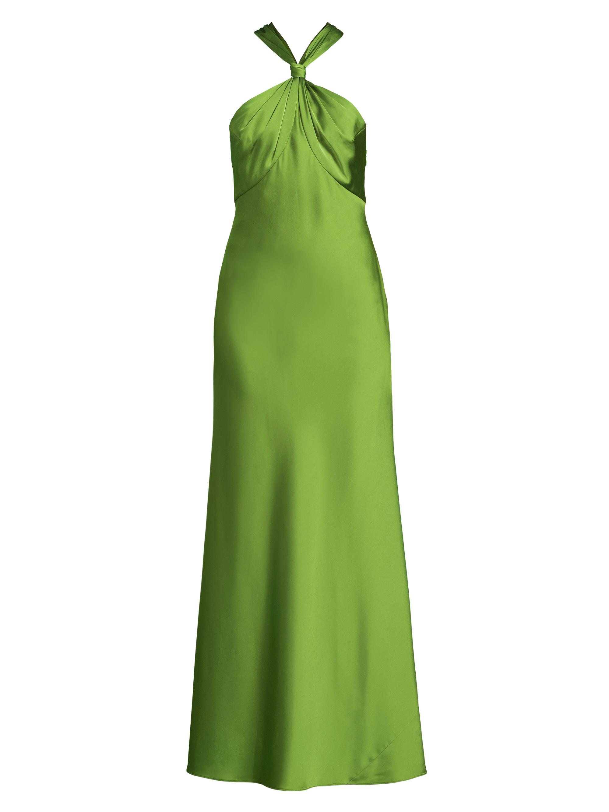 Liv Foster Women's Satin Halterneck Maxi Dress - Olive