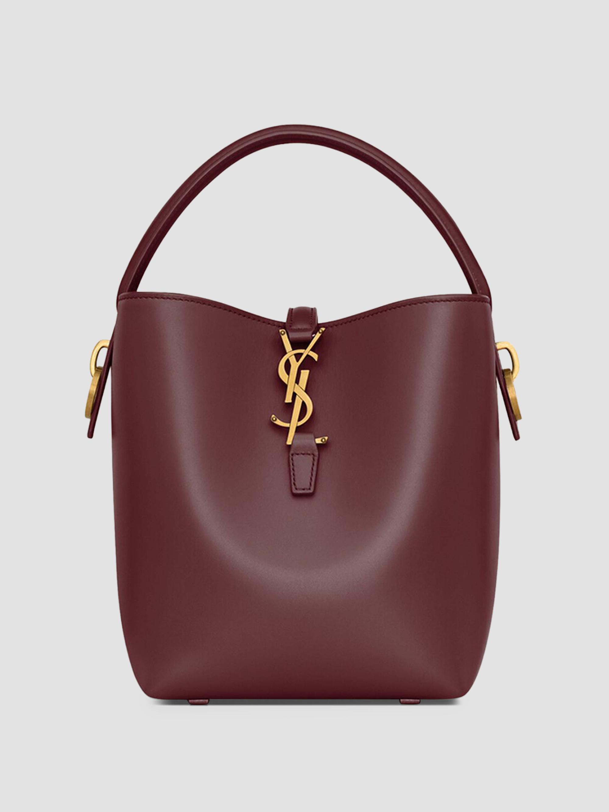 Saint Laurent Women's Le 37  Bucket Bag in Shiny Leather - Rouge Cabernet