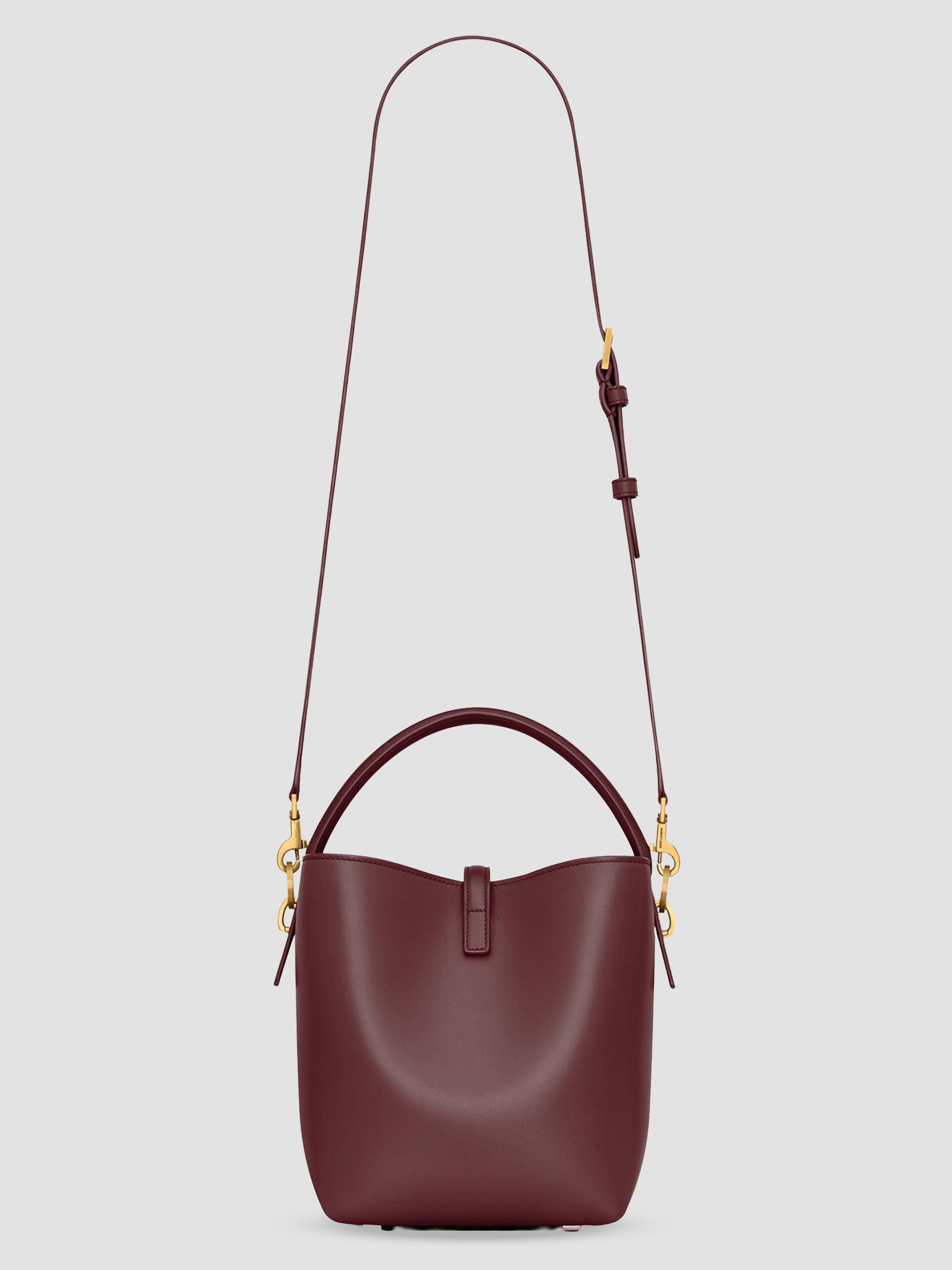 Saint Laurent Women's Le 37  Bucket Bag in Shiny Leather - Rouge Cabernet | Thumbnail 2