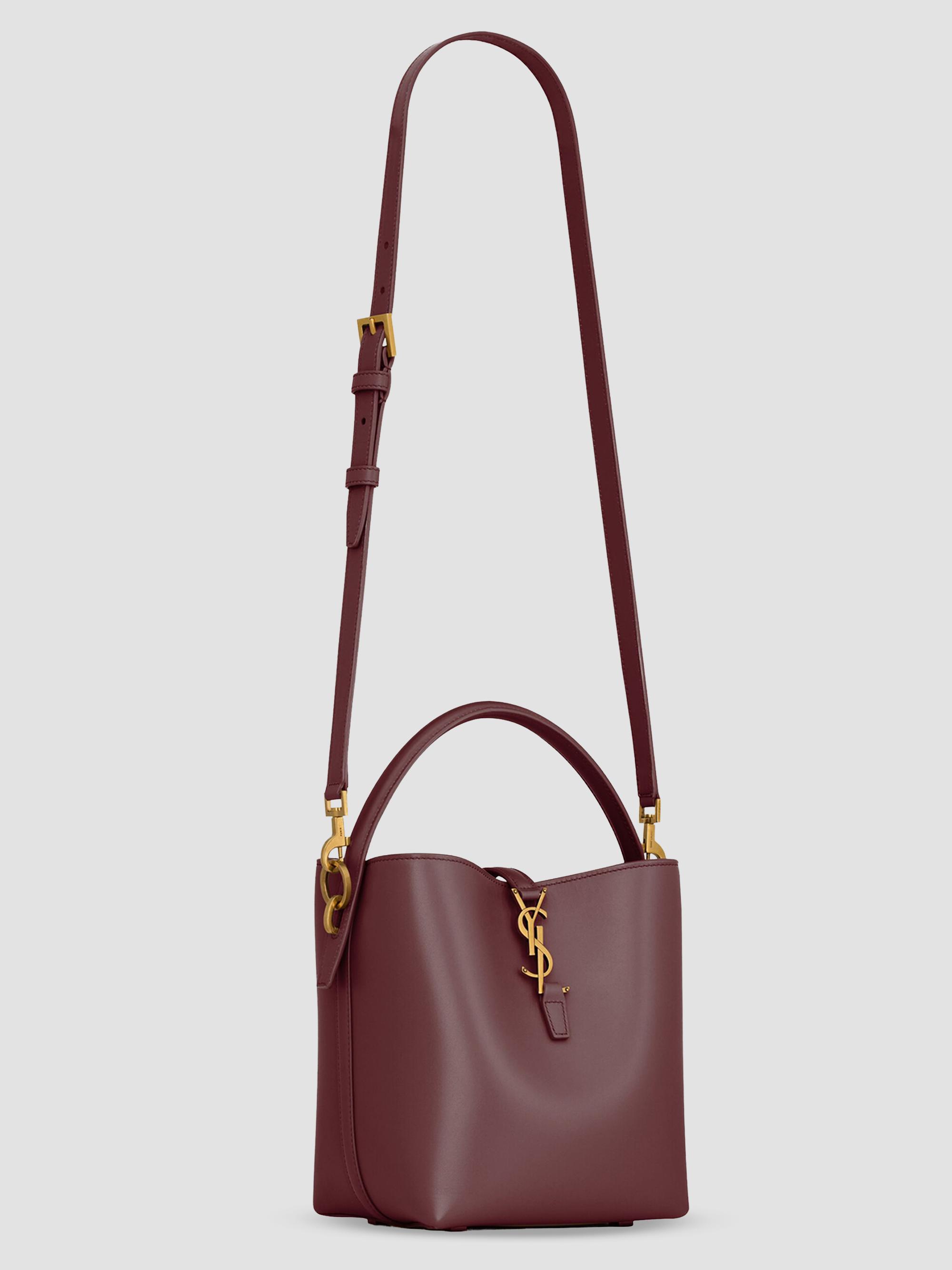 Saint Laurent Women's Le 37  Bucket Bag in Shiny Leather - Rouge Cabernet | Thumbnail 4
