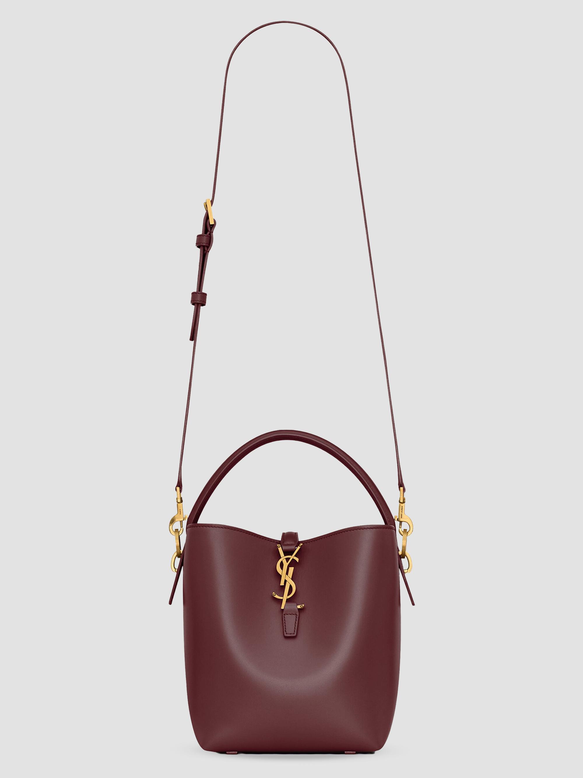 Saint Laurent Women's Le 37  Bucket Bag in Shiny Leather - Rouge Cabernet | Thumbnail 5