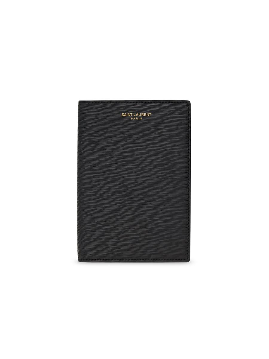 Saint Laurent Passport Case In Ripple Embossed Leather