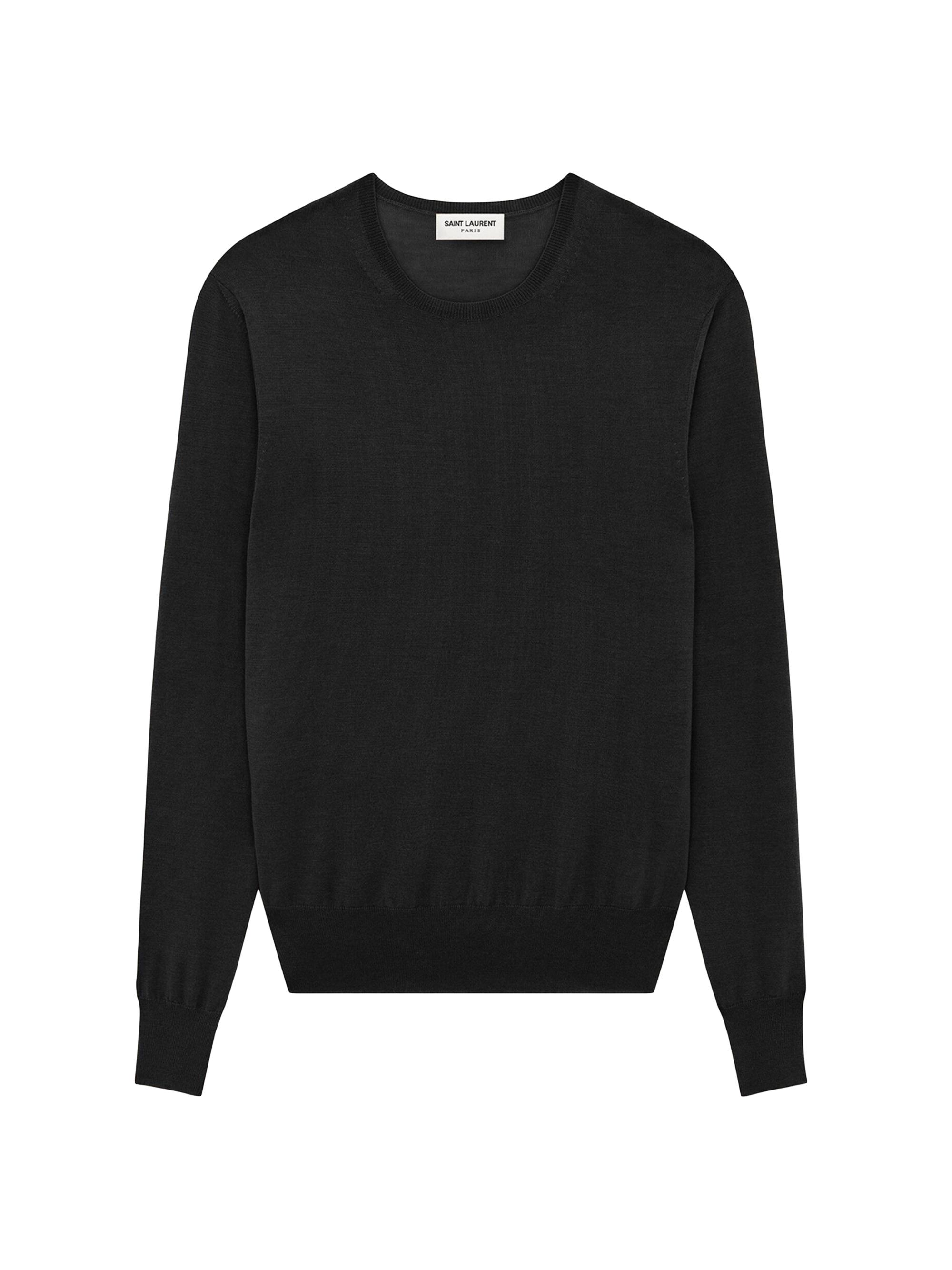 Saint Laurent Men's Crewneck Sweater In Cashmere Wool And Silk - Black