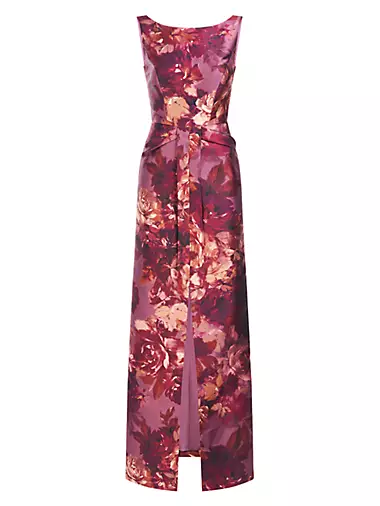 Kay Unger New York Womens Floral Metallic Formal Evening Dress Gown BHFO  1934