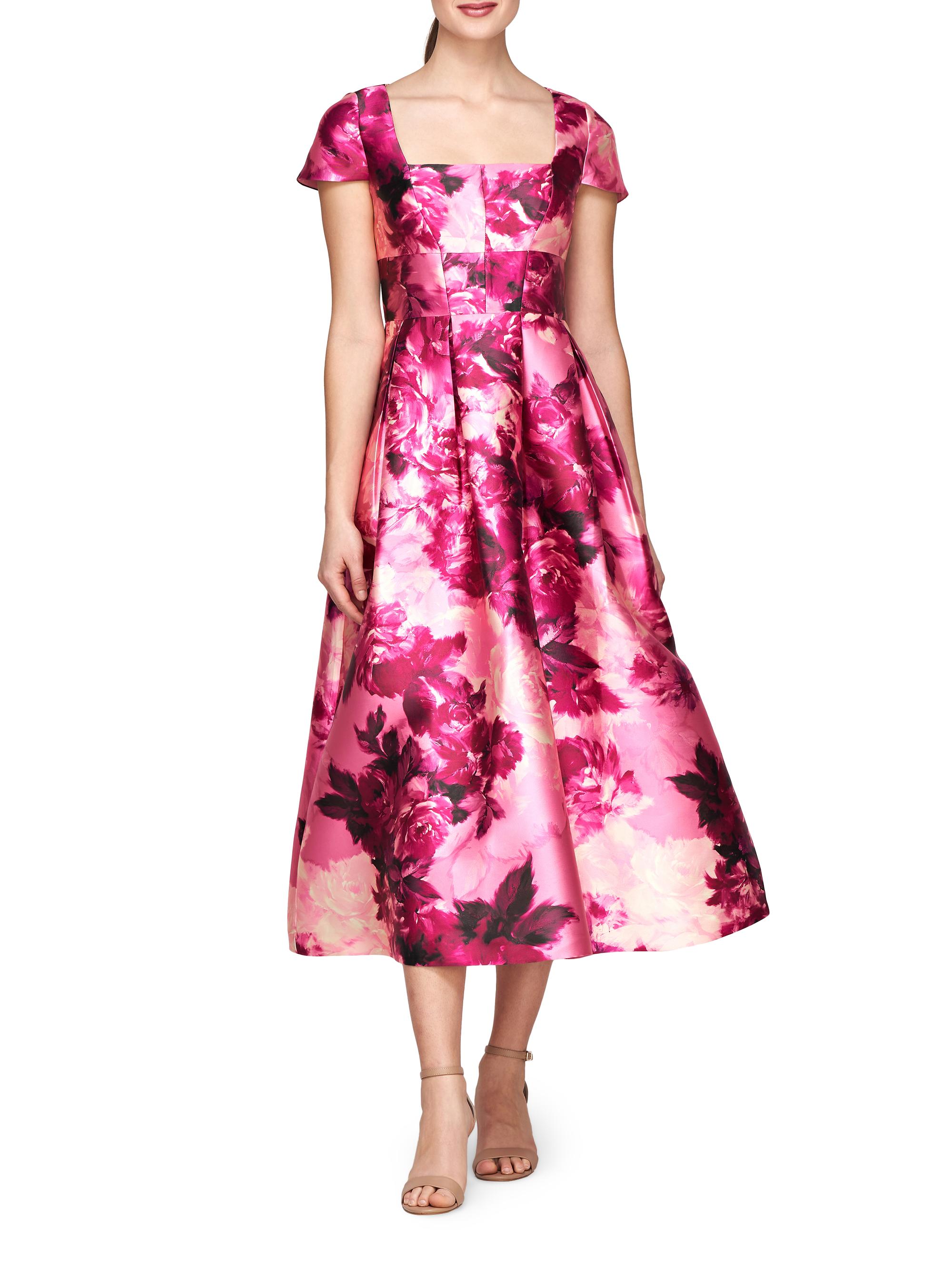Kay Unger Tierney Floral Tea-Length Dress | Saks Fifth Avenue
